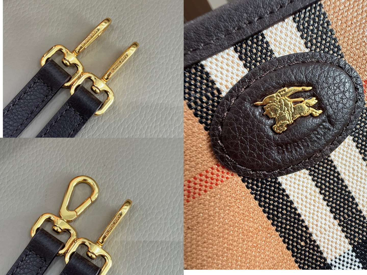 Burberry 新款双面迷你托特包 于意大利工坊精制而成 反面为 Burberry 格纹棉质亚麻混纺面料