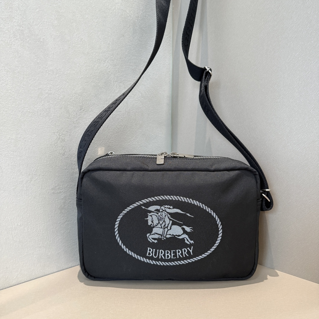 Burberry's nylon crossbody bag is lightweight and durable. It has the classic knight logo embroidered on the front and is highly recognizable. Th