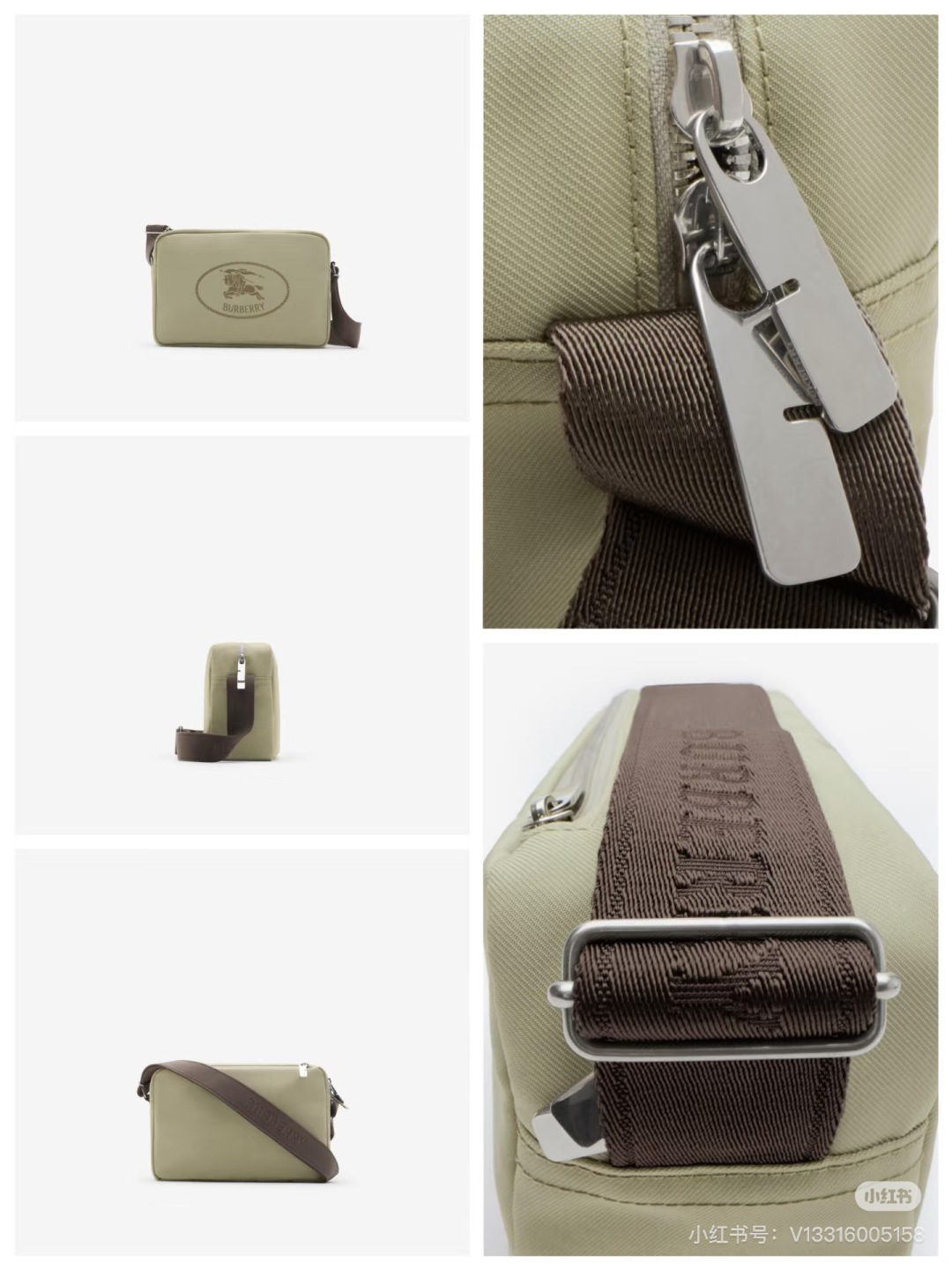 Burberry B's nylon crossbody bag is lightweight and durable, with the classic knight logo embroidered on the front, making it highly recognizable