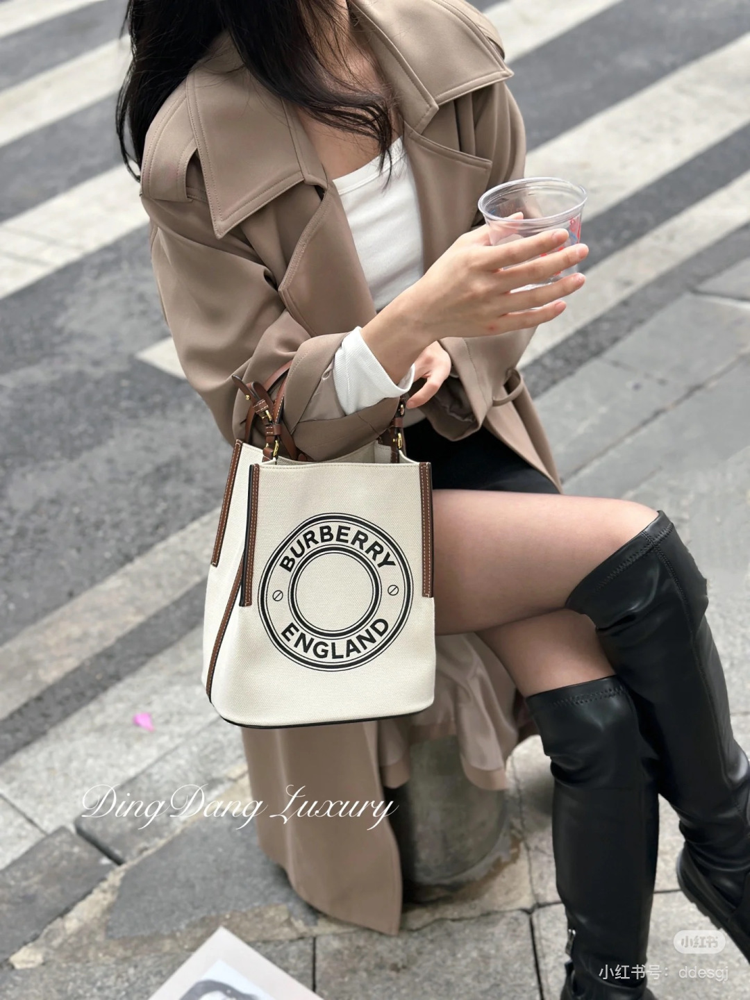 Burberry canvas bucket bag