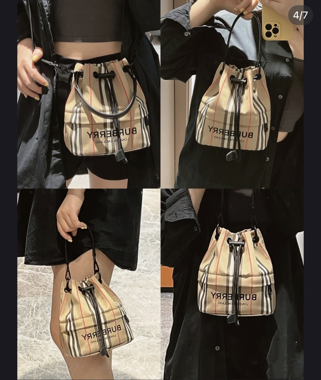 Burberry plaid storage bag