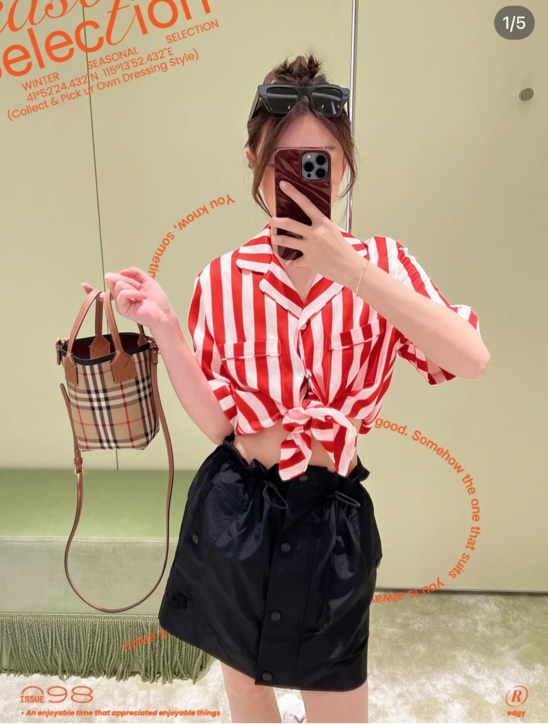 Burberrymini smart tote bag in cotton canvas, decorated with Burberryberry