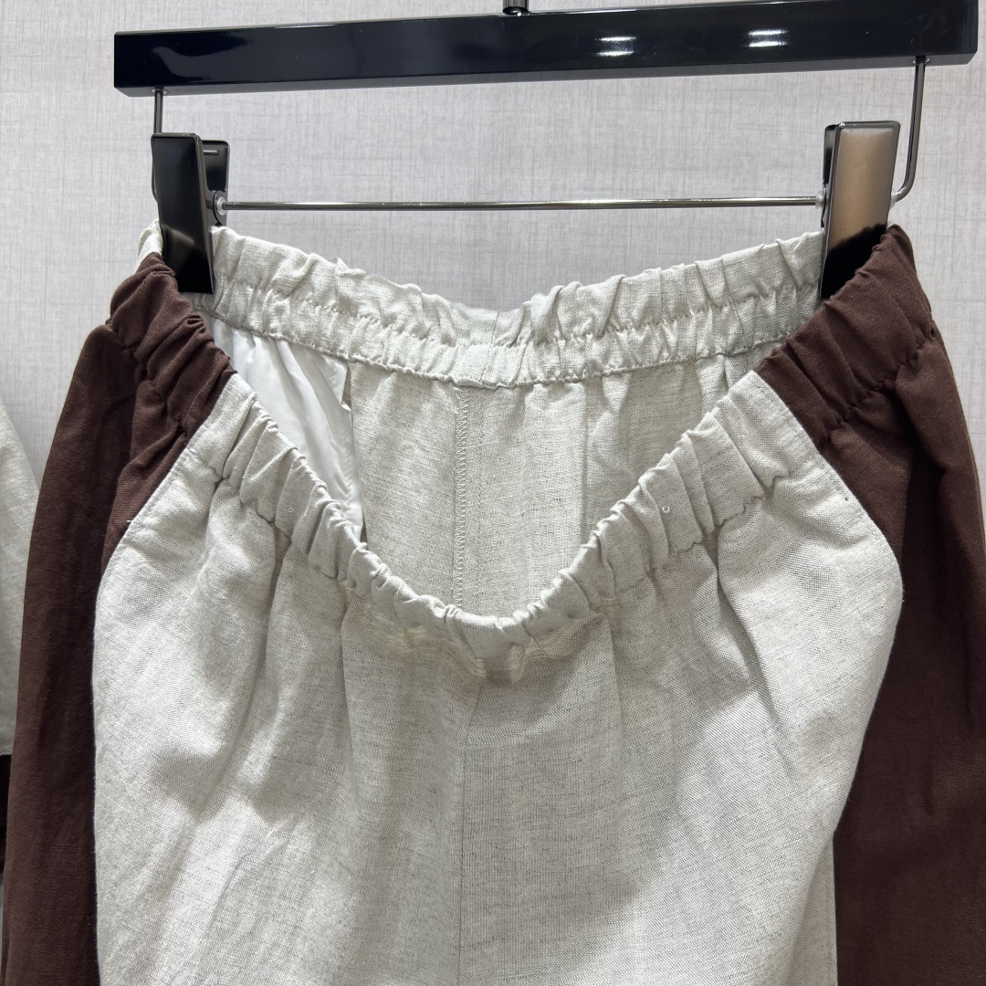 Cotton Linen Patchwork Set: Short Sleeve Top & Elastic Waist Pants 4 cmp i1750357776565 7978 0 2