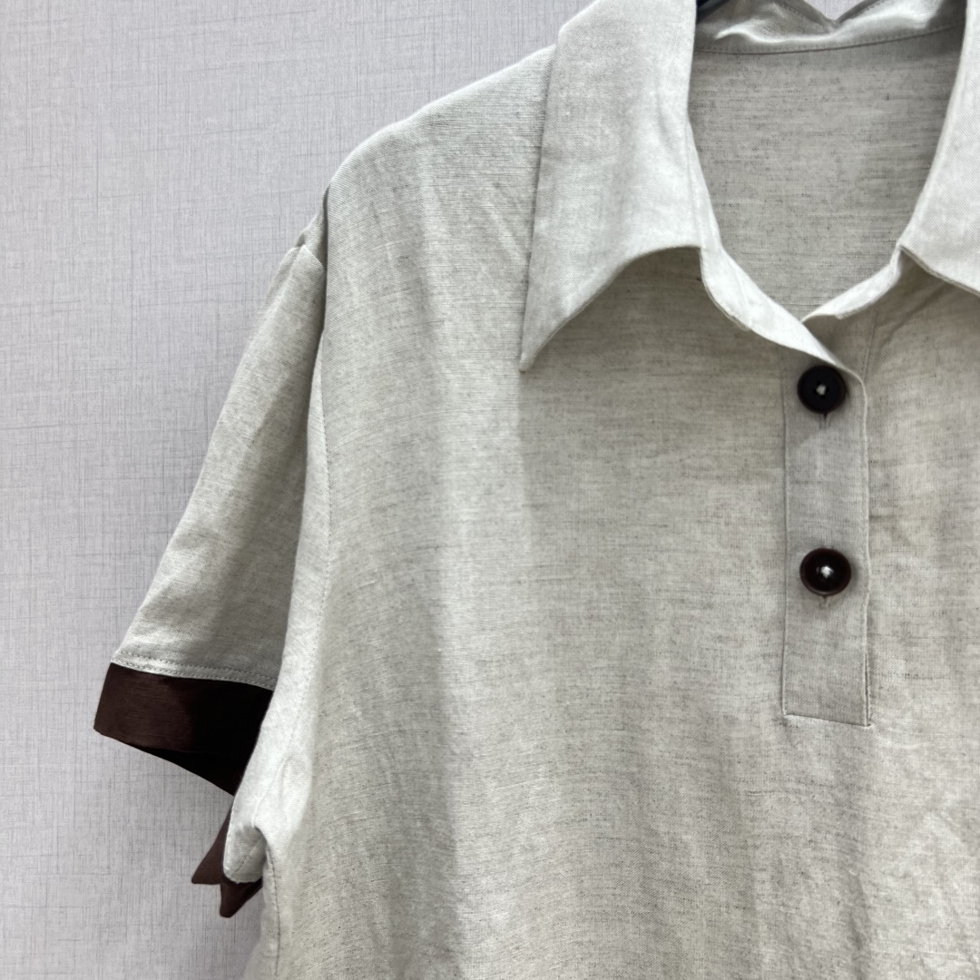 Cotton Linen Patchwork Set: Short Sleeve Top & Elastic Waist Pants 6 cmp i1750357781528 1937 0 4