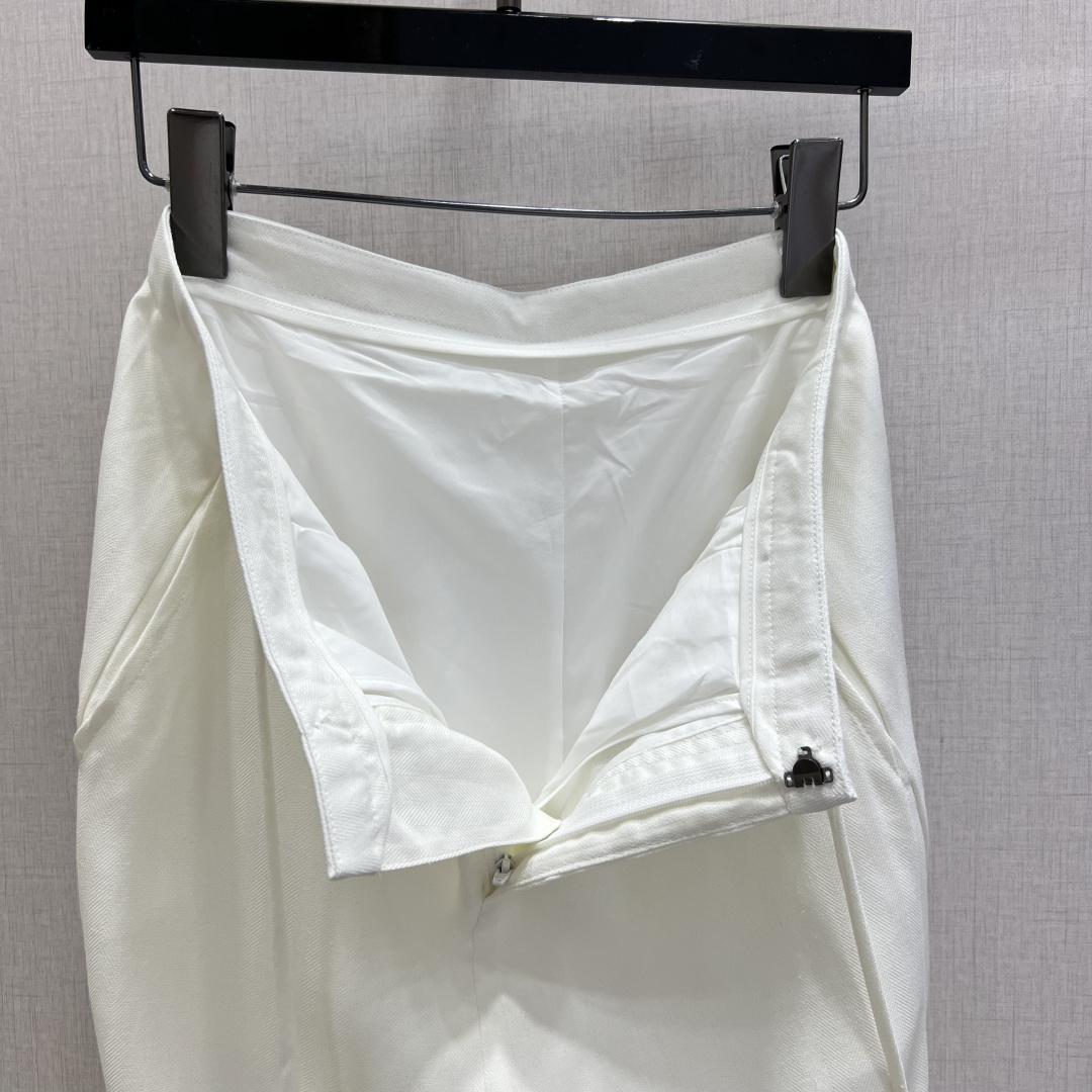생로랑 메탈 벨트 린넨 와이드 팬츠 여성 바지 103438 이미지 5