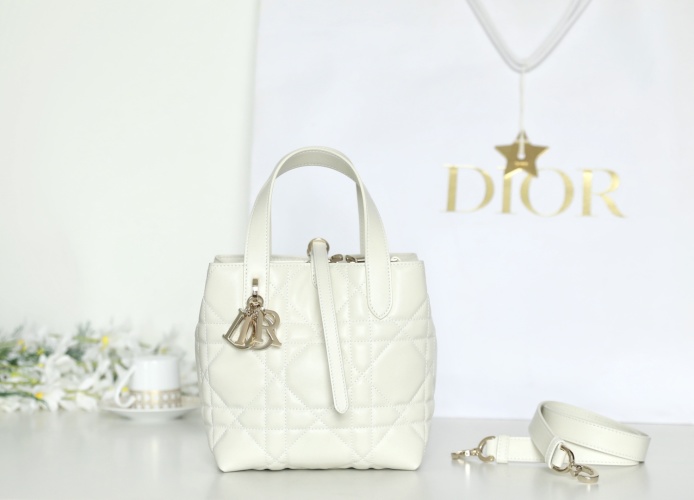 Dior Toujours Vertical Bag: White Calfskin with Cannage Stitching 1 Dior Toujours Vertical Bag: White Calfskin with Cannage Stitching