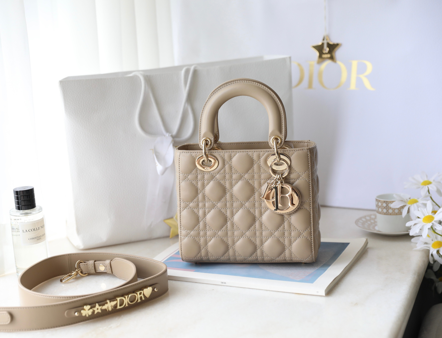 El bolso LADY DIOR caqui DR-091 de primera calidad muestra el logotipo clásico de Dior. Combinando un temperamento exqu…