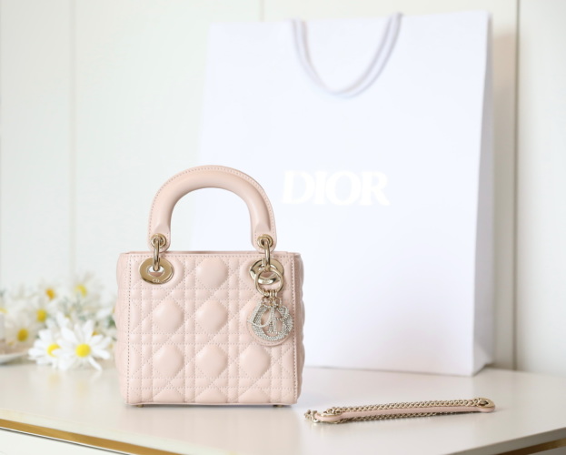 Lady Dior Mini Handbag Pink Lambskin with Crystals D.I.O.R. Charm 1 Lady Dior Mini Handbag Pink Lambskin with Crystals D.I.O.R. Charm