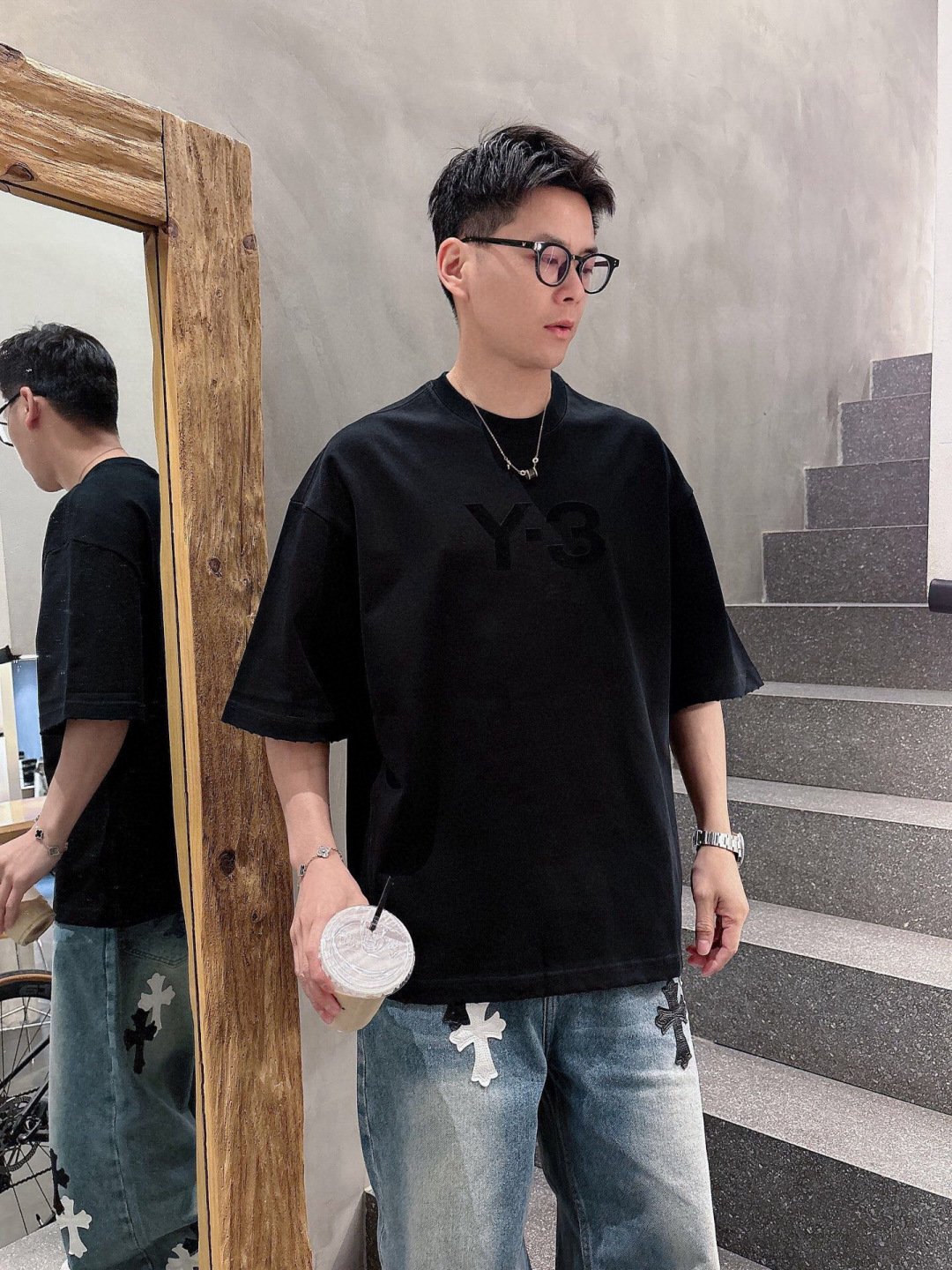 NO:160865,2025 spring and summer new Y-3 flocking short sleeve XS-XL, T-shirt, alexander wang198609092025春夏新款 Y-3植绒短袖 XS-XL,,T-shirt,alexander wang,Men's clothing