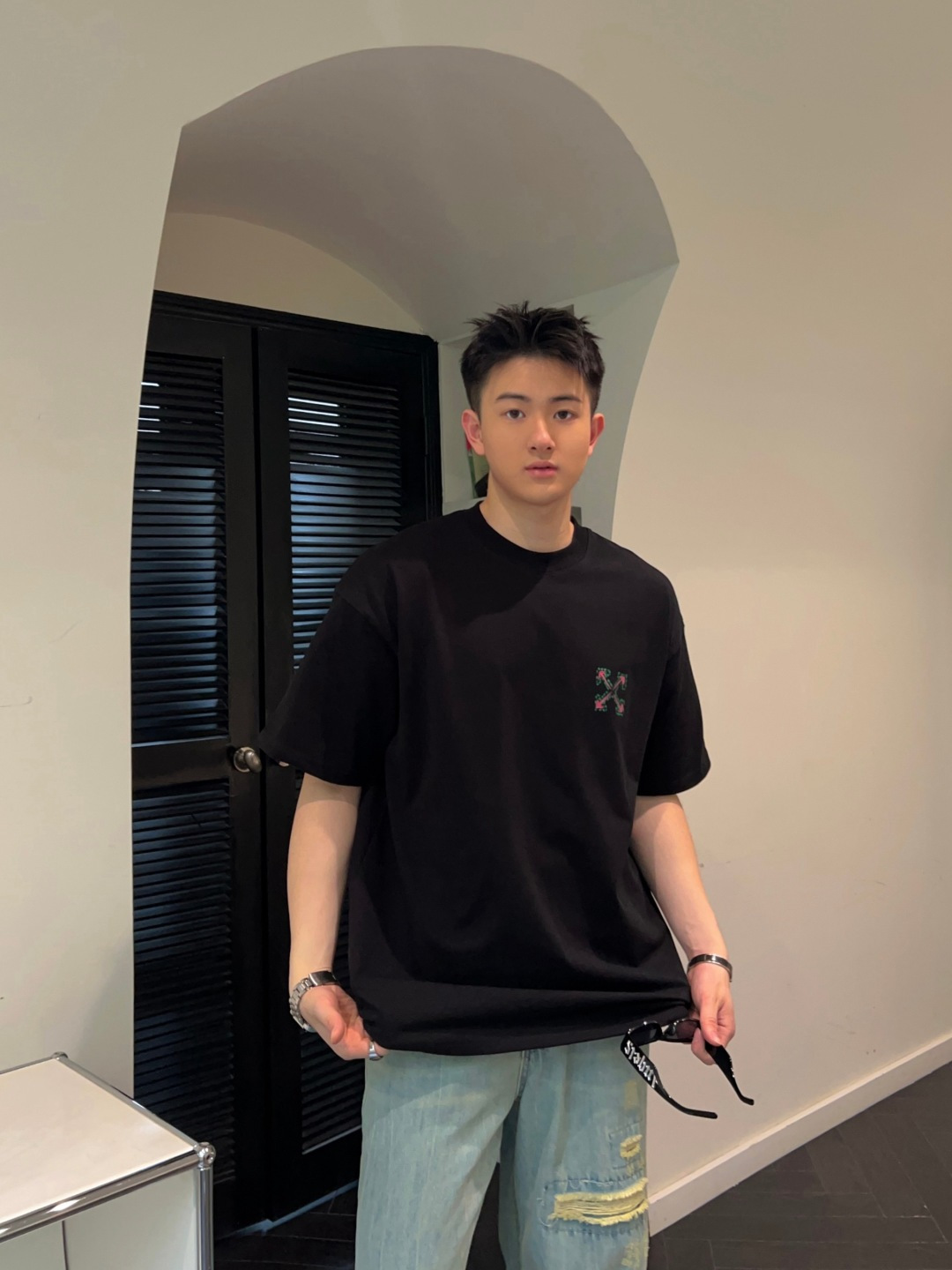 NO:411394,25 Spring and Summer Off with new hand-painted short sleeves on new color Black White Size XS S M L XL Size, off white, T-shirt, alexander wang1986090925春夏Off withe 手绘新款短袖上新 颜色 黑色 白色 尺寸XS S M L XL 版型廓形,,off white,T-shirt,alexander wang,Men's clothing