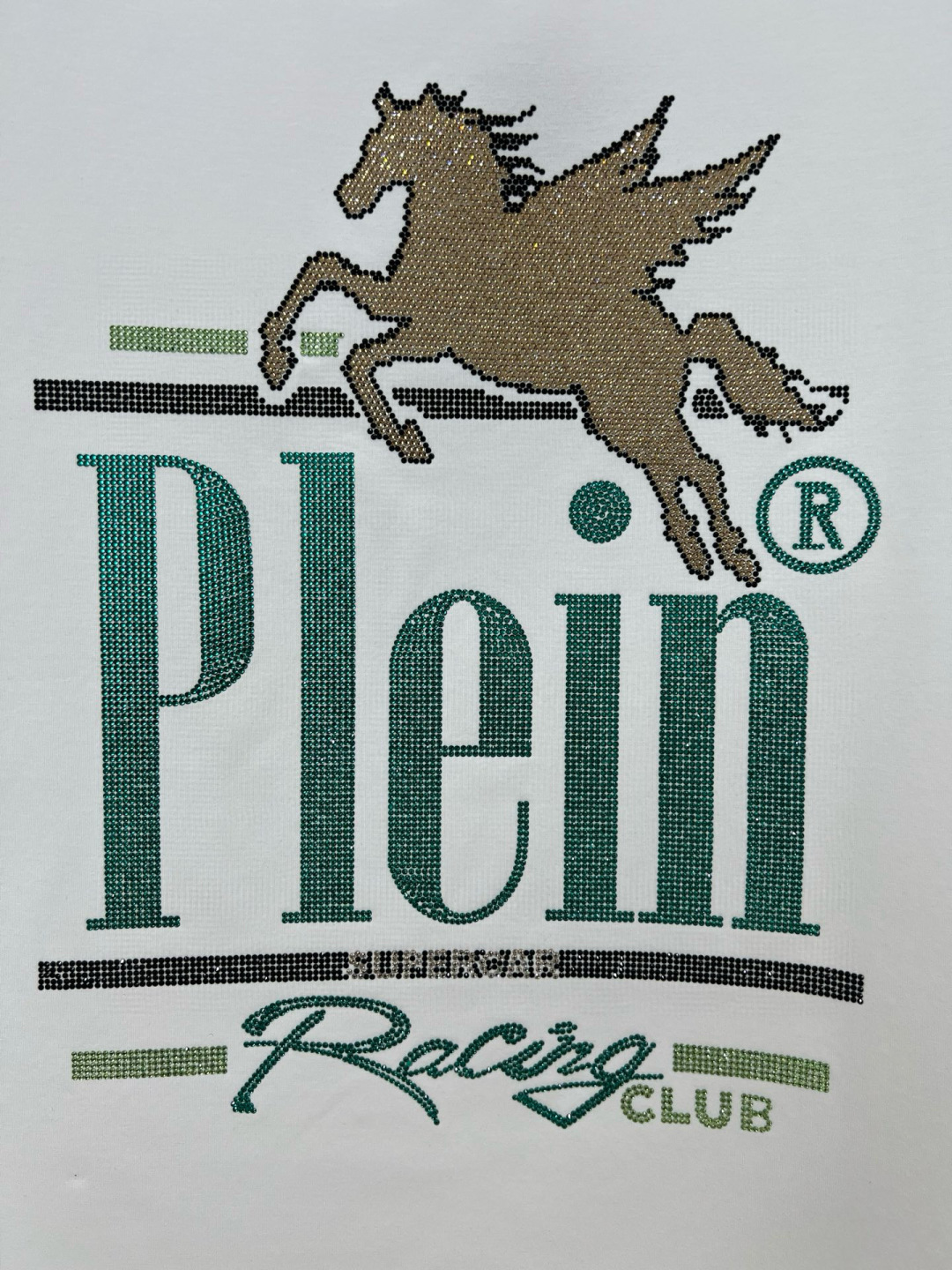 
PHILIPP PLEIN 25春夏新品男士Racing Club水晶标识短袖圆领T恤，背面饰有经典P