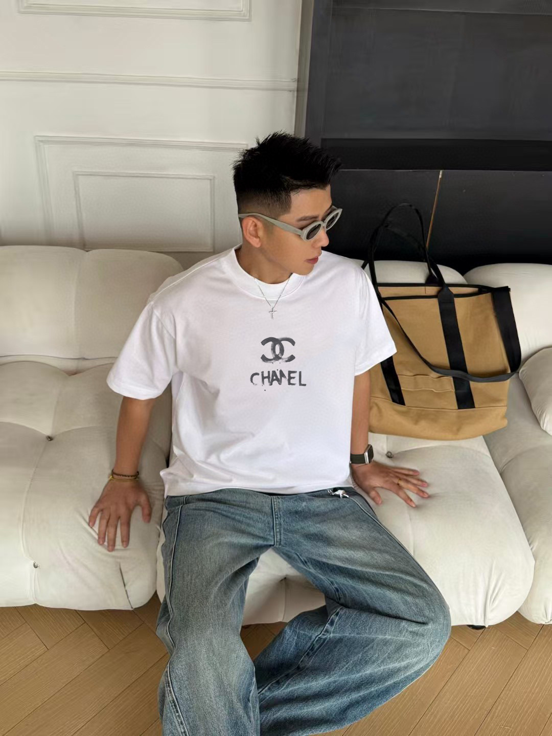 
CHANE*小香2025秋季新款 双C字母logo印花 短袖t恤  定制面料300g  男女同款
尺码