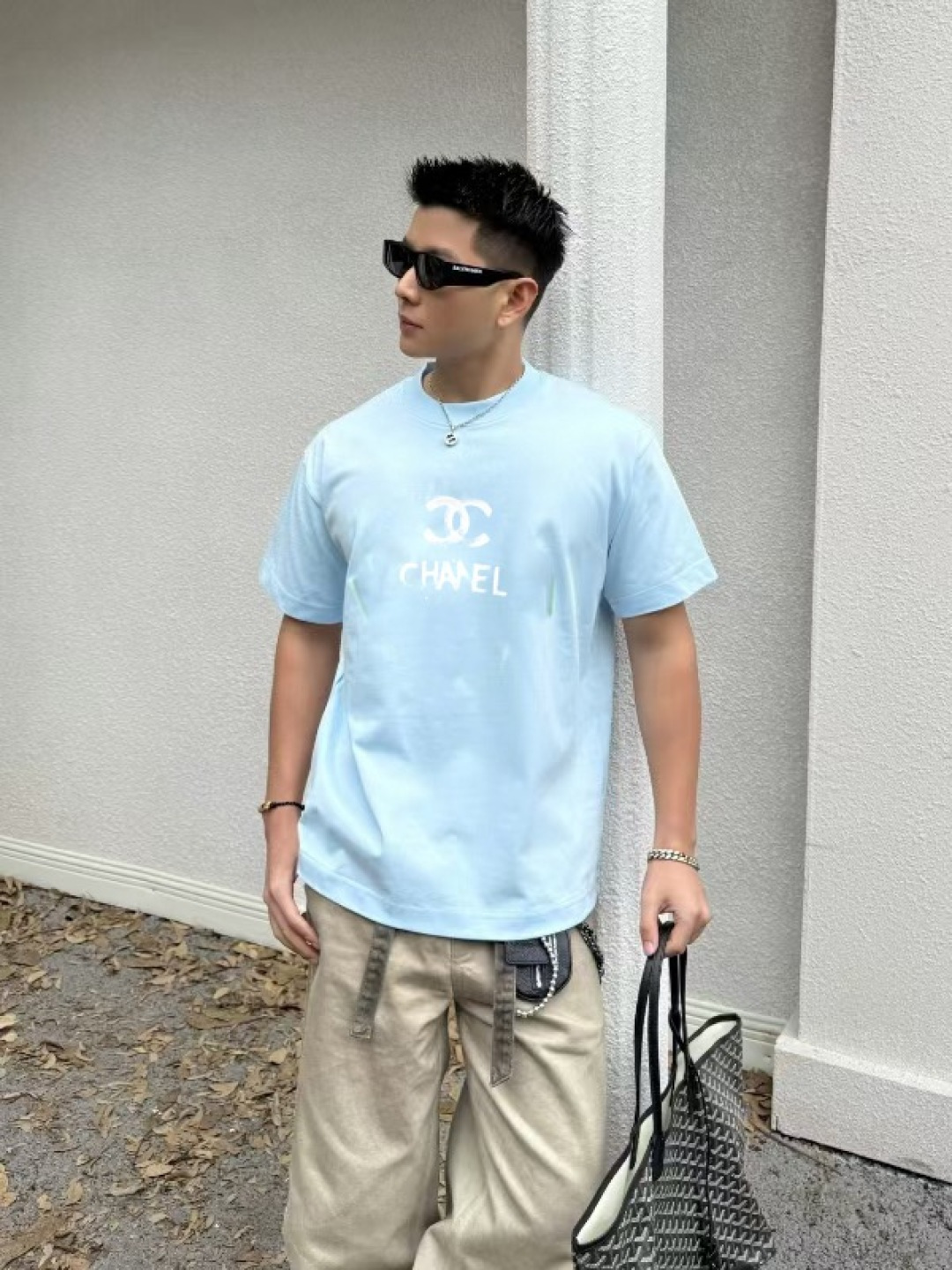 
CHANE*小香2025秋季新款 双C字母logo印花 短袖t恤  定制面料300g  男女同款
尺码