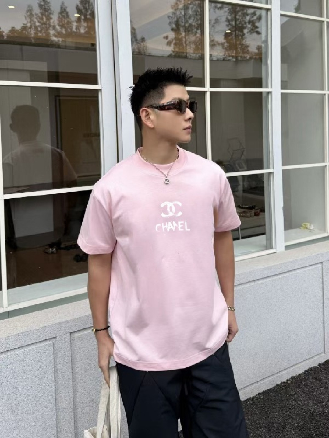 
CHANE*小香2025秋季新款 双C字母logo印花 短袖t恤  定制面料300g  男女同款
尺码