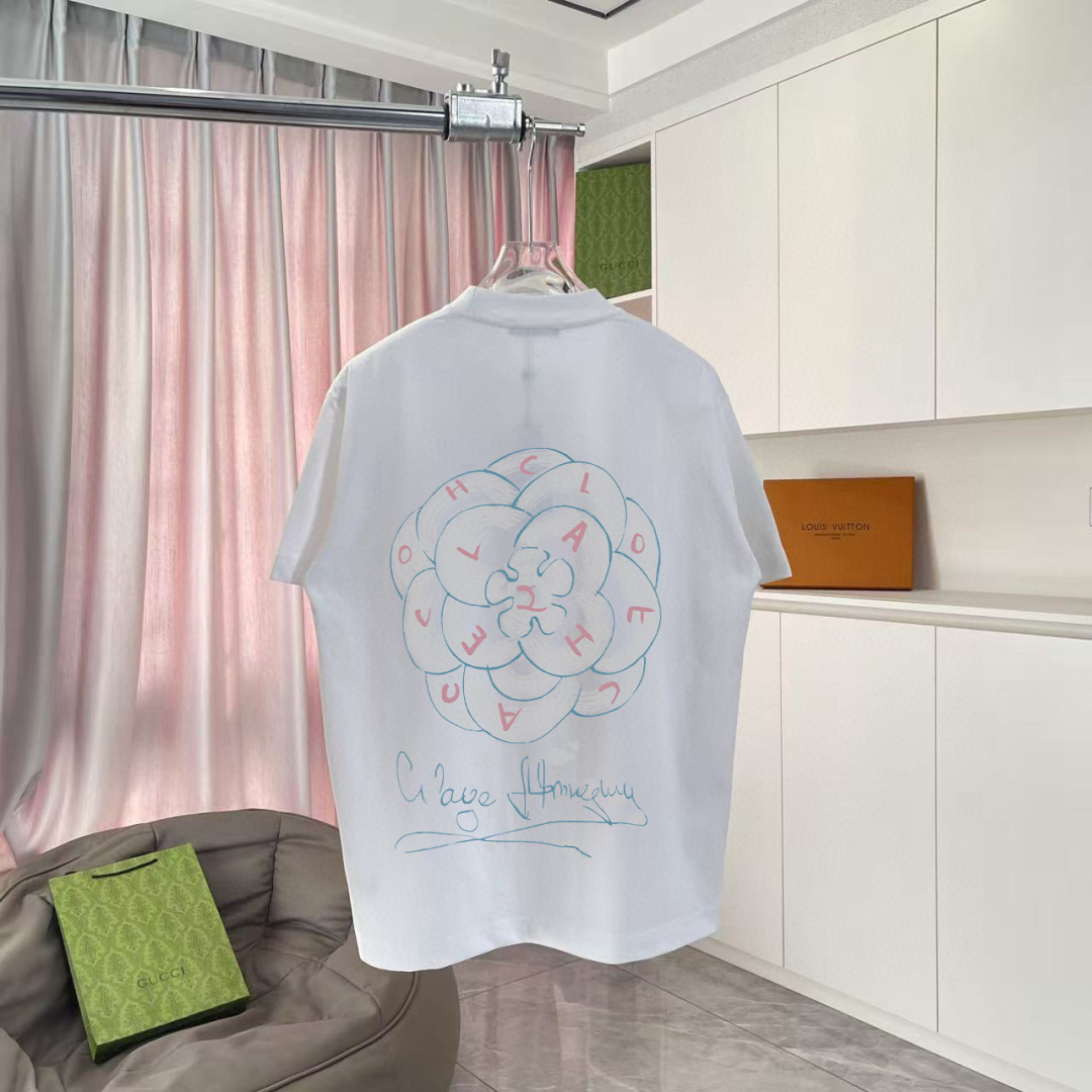 
CHANE*小香2025秋季新款 双C字母logo印花 短袖t恤  定制面料300g  男女同款
尺码
