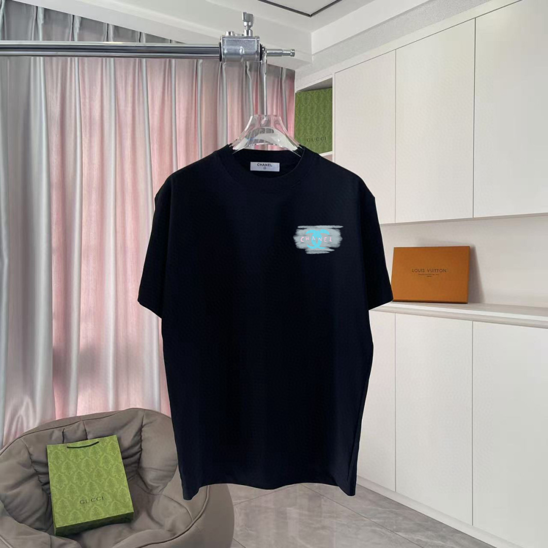 
CHANE*小香2025秋季新款 双C字母logo印花 短袖t恤  定制面料300g  男女同款
尺码