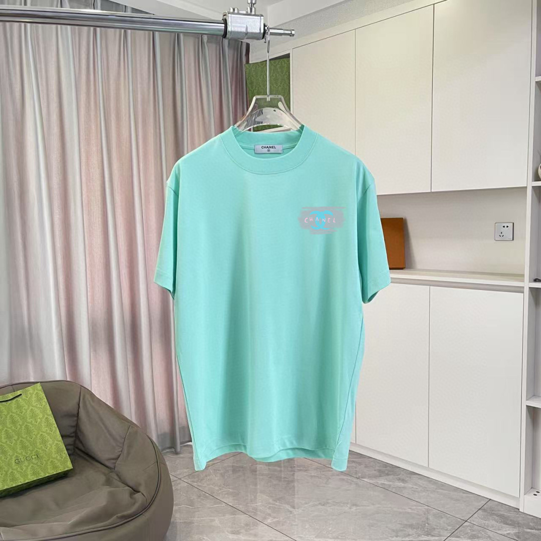 
CHANE*小香2025秋季新款 双C字母logo印花 短袖t恤  定制面料300g  男女同款
尺码