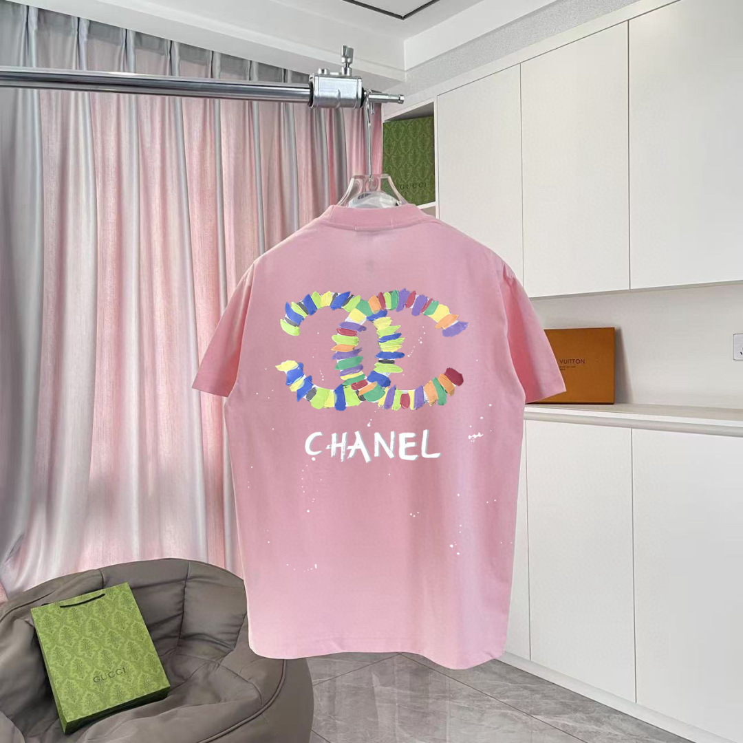 
CHANE*小香2025秋季新款 双C字母logo印花 短袖t恤  定制面料300g  男女同款
尺码