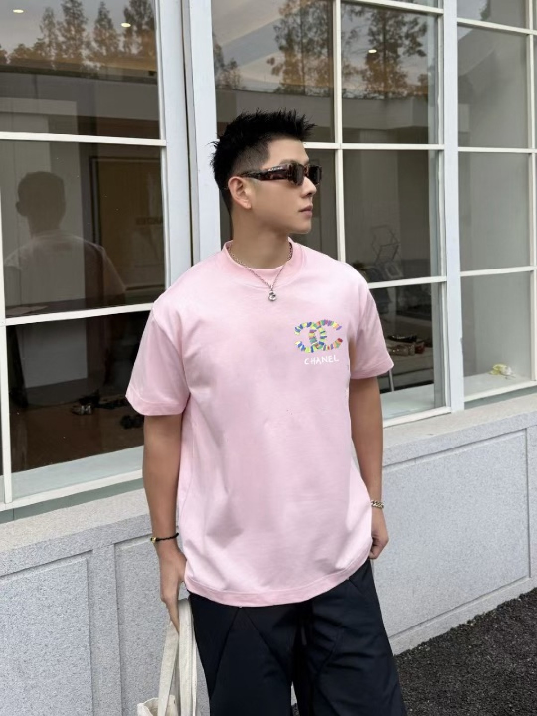 
CHANE*小香2025秋季新款 双C字母logo印花 短袖t恤  定制面料300g  男女同款
尺码