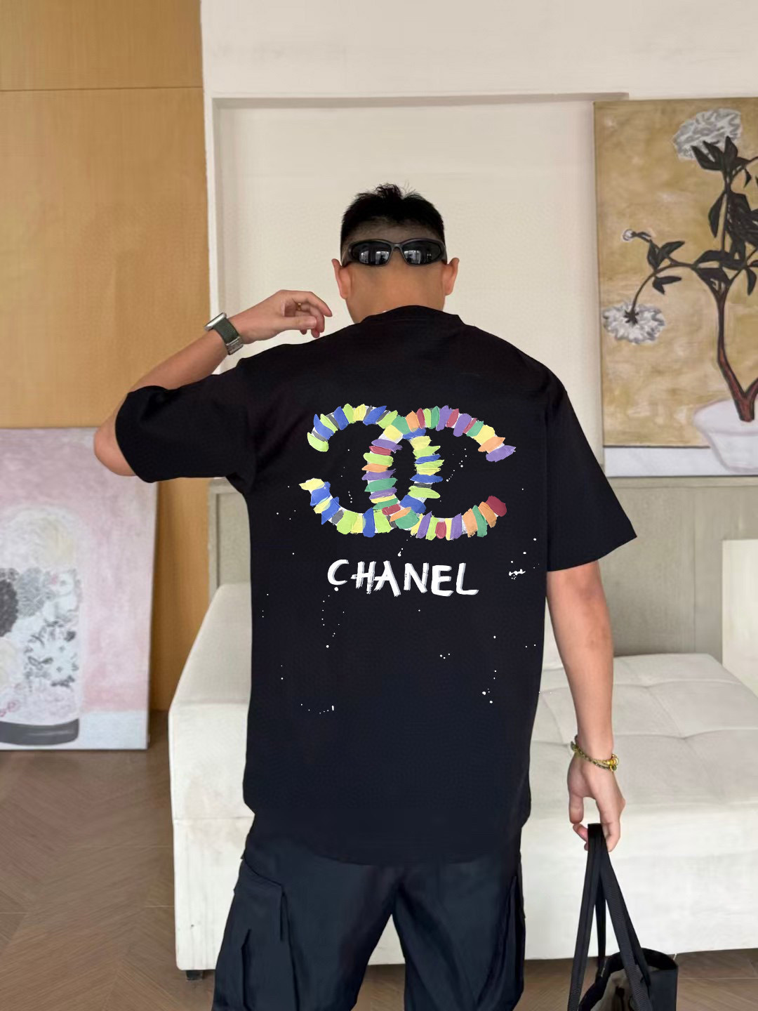 
CHANE*小香2025秋季新款 双C字母logo印花 短袖t恤  定制面料300g  男女同款
尺码