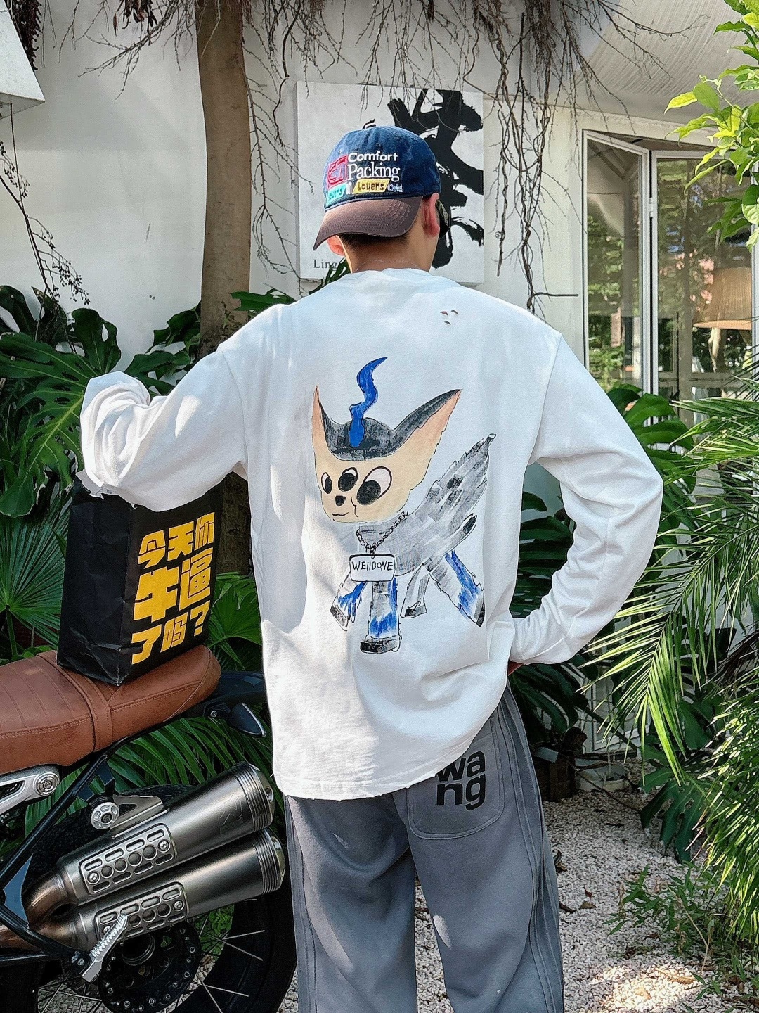 
W11 25新款长袖阔版T恤
颜色：黑，白
尺码：S-XL