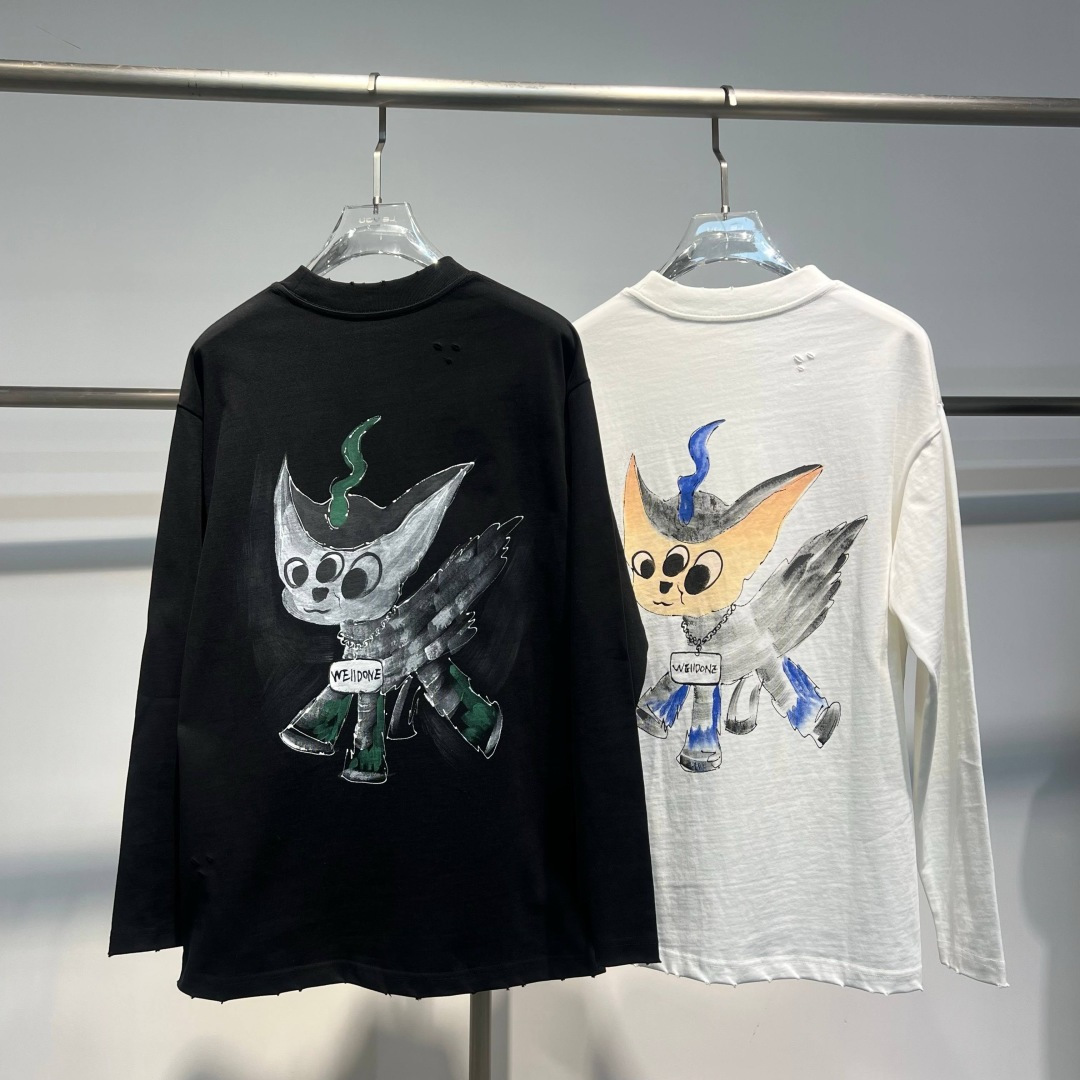 
W11 25新款长袖阔版T恤
颜色：黑，白
尺码：S-XL