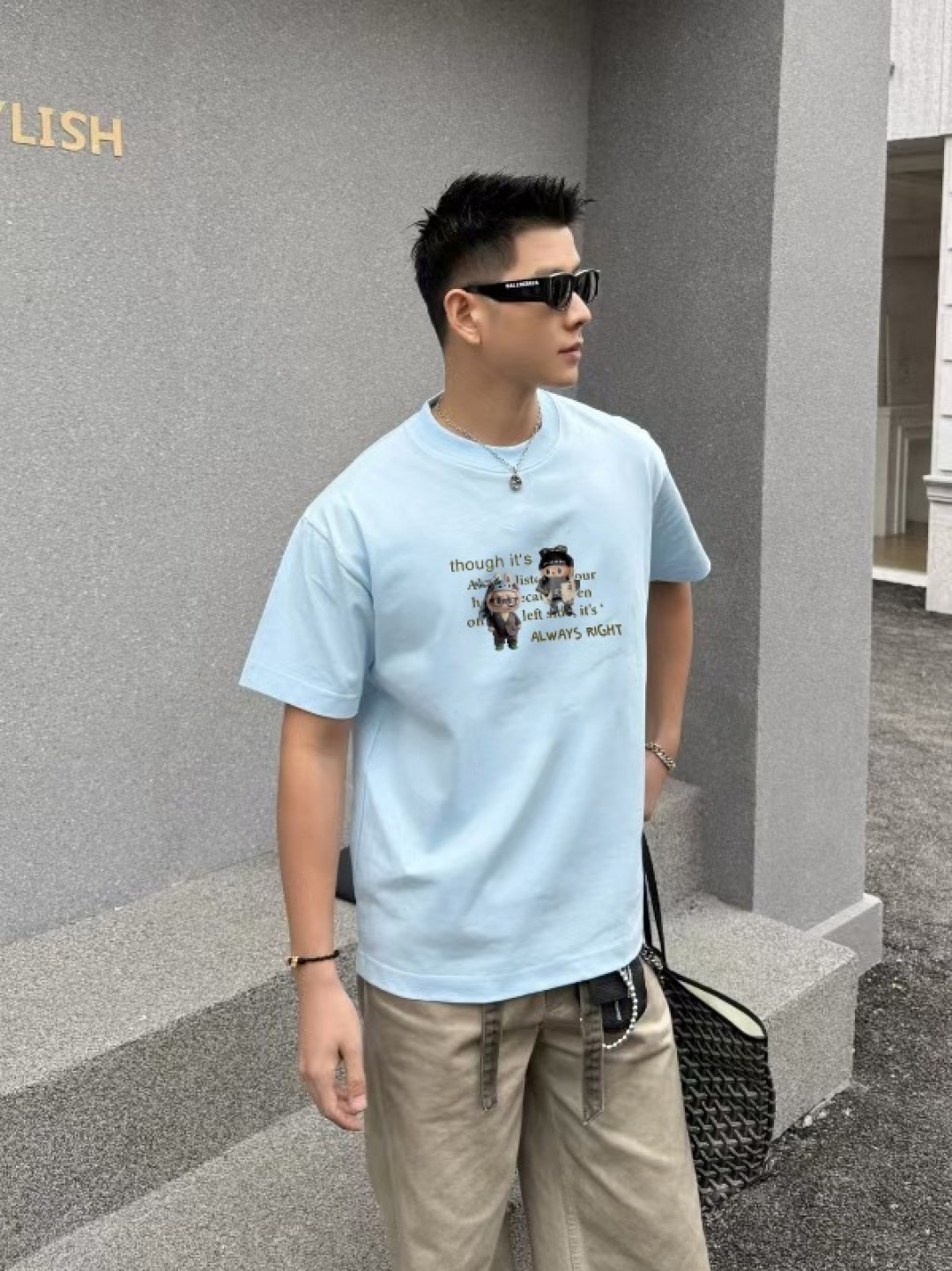 CHANE*小香2025秋季新款 双C字母logo印花 短袖t恤 定制面料300g 男女同款尺码：S M