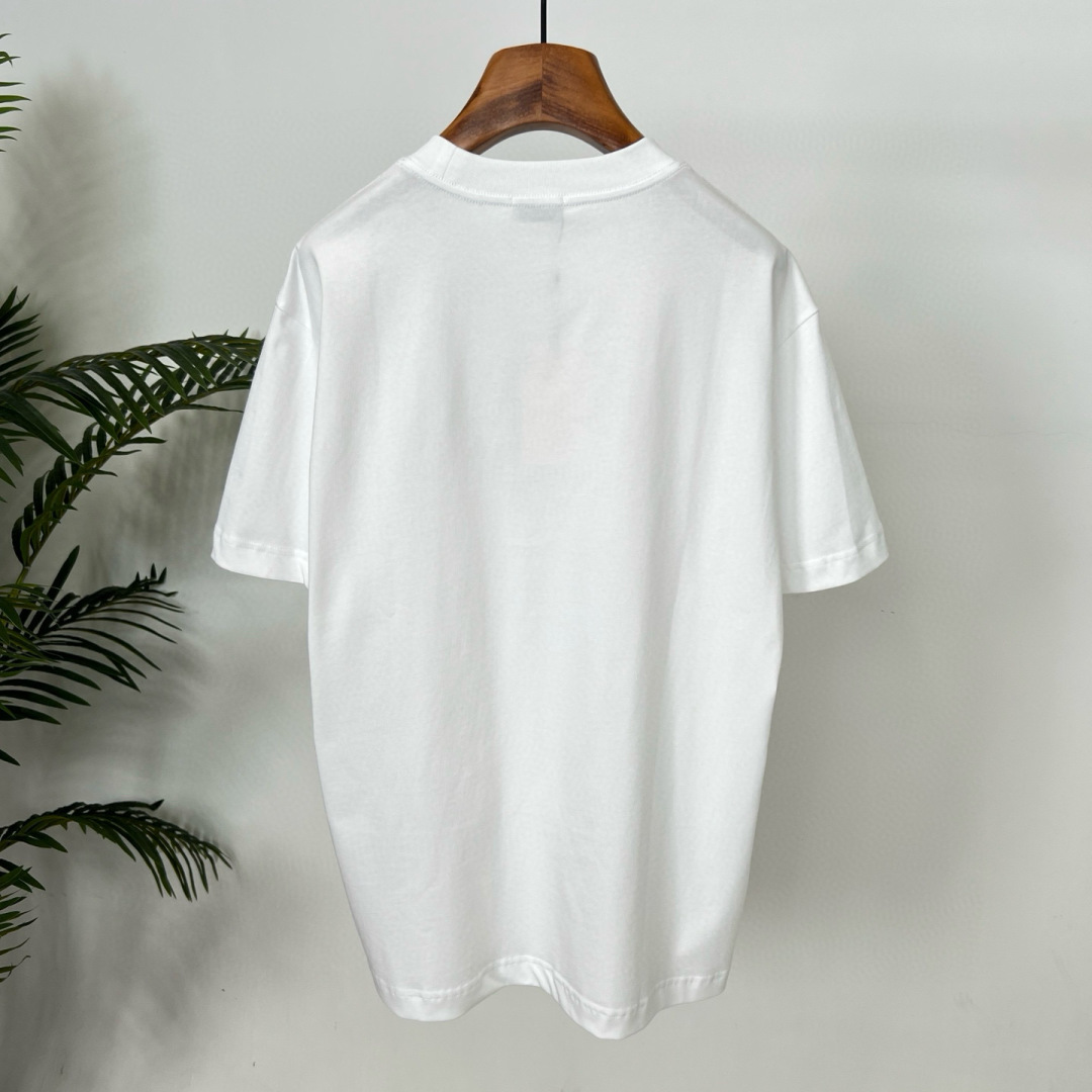 MONCL* 蒙口*2025春夏新款短袖T恤重磅纯棉字母logo立体绣花+直喷印花颜色：黑色 白色 码数