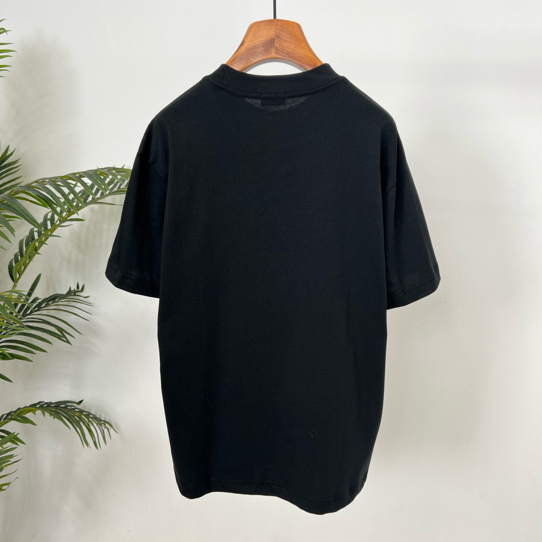 MONCL* 蒙口*2025春夏新款短袖T恤重磅纯棉字母logo立体绣花+直喷印花颜色：黑色 白色 码数