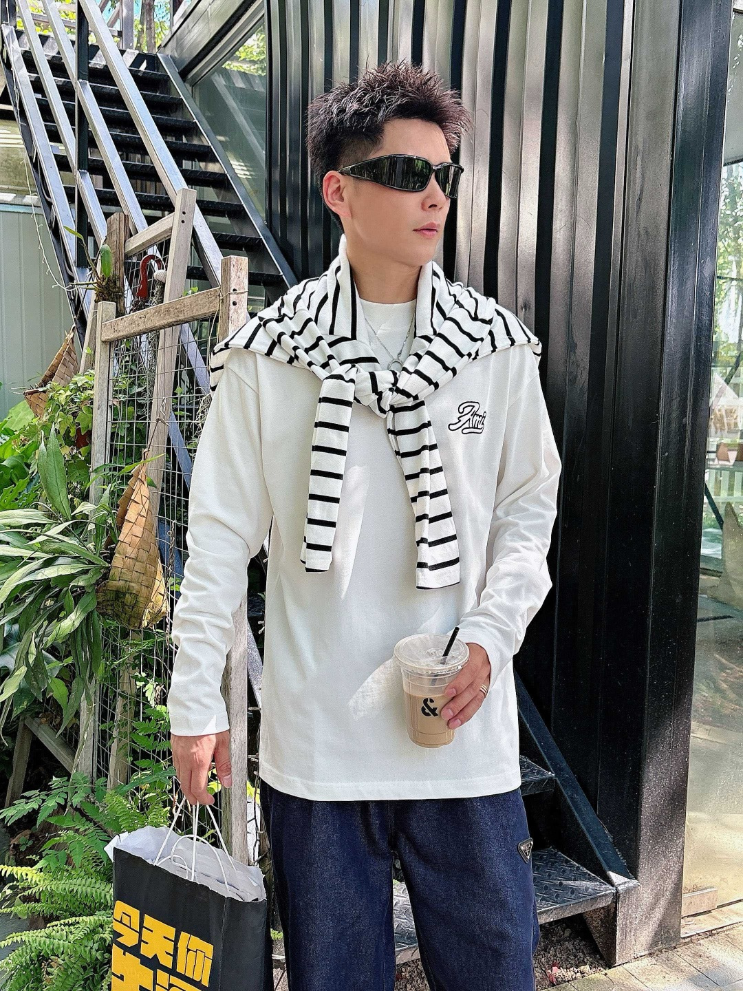 25新款长袖阔版T恤颜色：黑，白尺码：S-XL