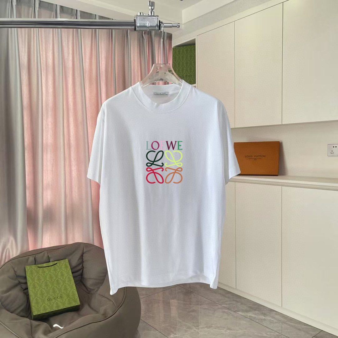 Loew*2025夏季新款 个性字母logo印花 定制面料300g 短袖t恤 男女同款尺码：S M L 