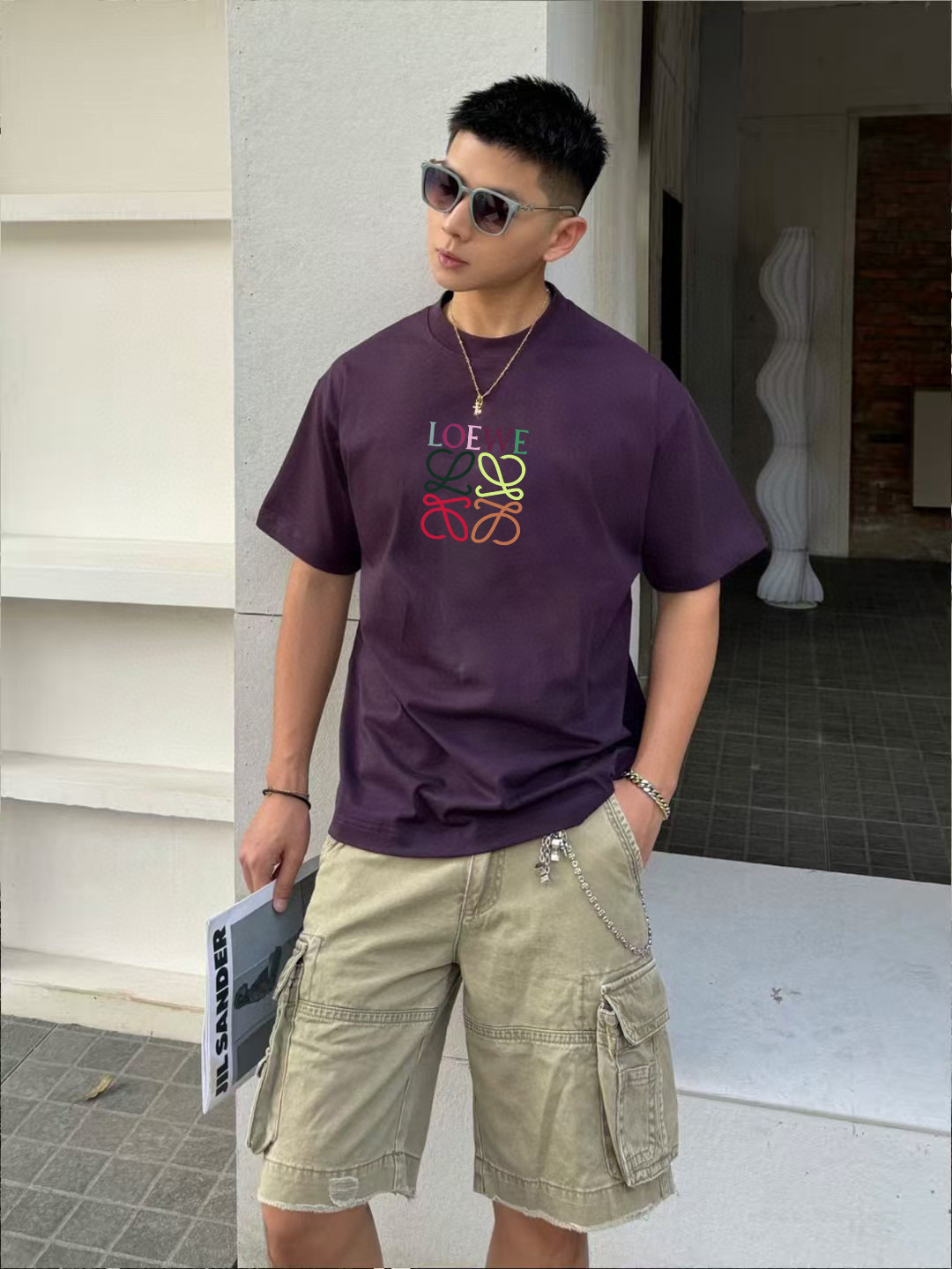 Loew*2025夏季新款 个性字母logo印花 定制面料300g 短袖t恤 男女同款尺码：S M L 