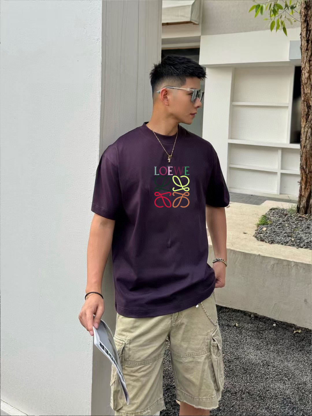 Loew*2025夏季新款 个性字母logo印花 定制面料300g 短袖t恤 男女同款尺码：S M L 