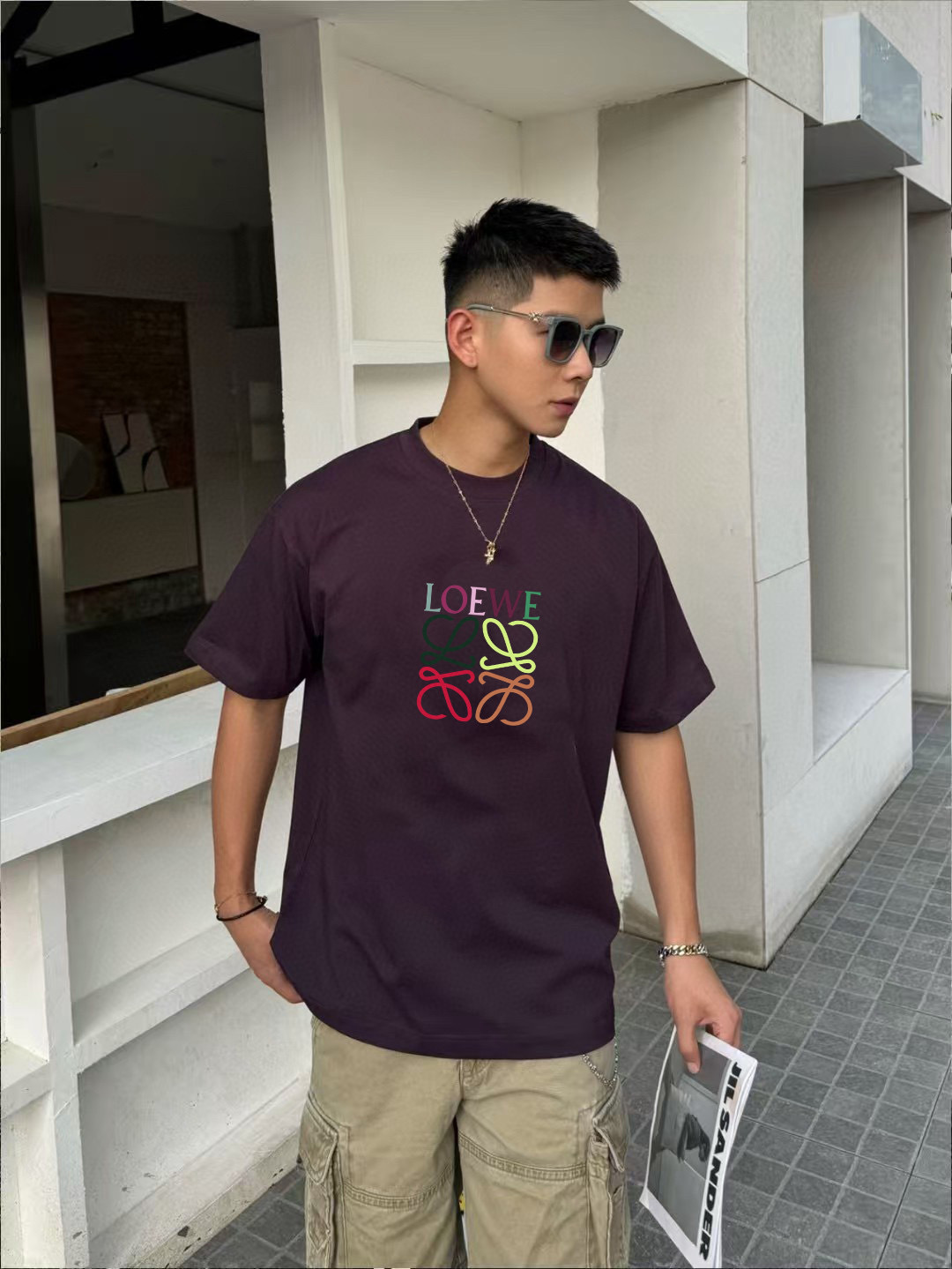 Loew*2025夏季新款 个性字母logo印花 定制面料300g 短袖t恤 男女同款尺码：S M L 