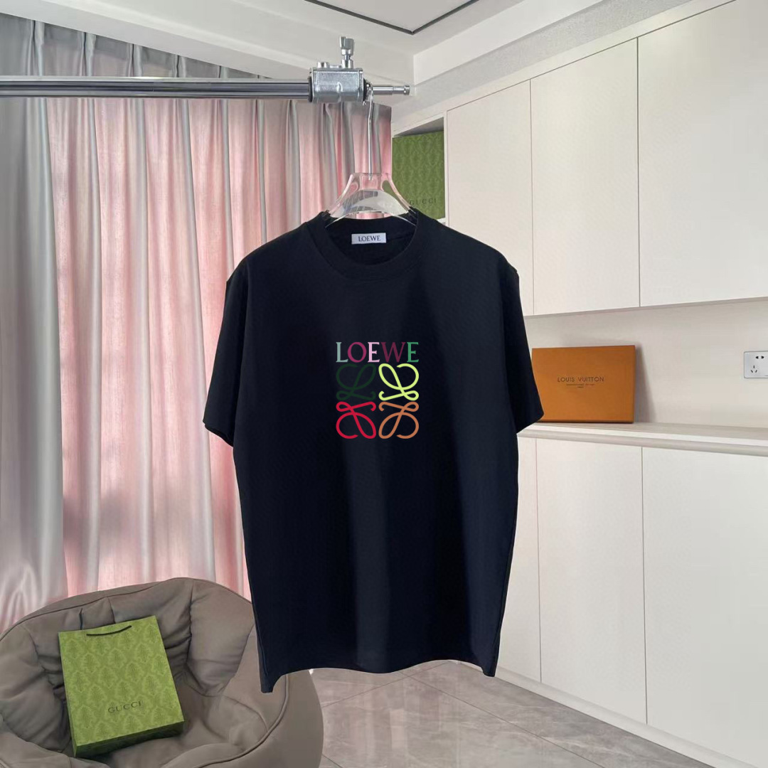 Loew*2025夏季新款 个性字母logo印花 定制面料300g 短袖t恤 男女同款尺码：S M L 