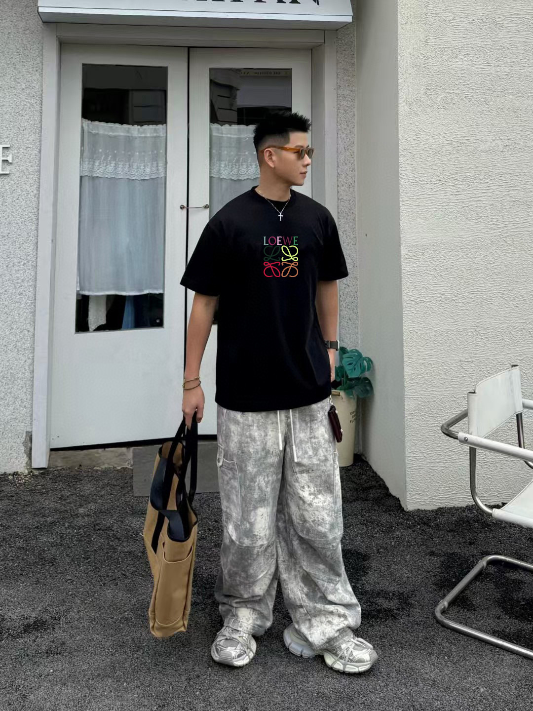 Loew*2025夏季新款 个性字母logo印花 定制面料300g 短袖t恤 男女同款尺码：S M L 