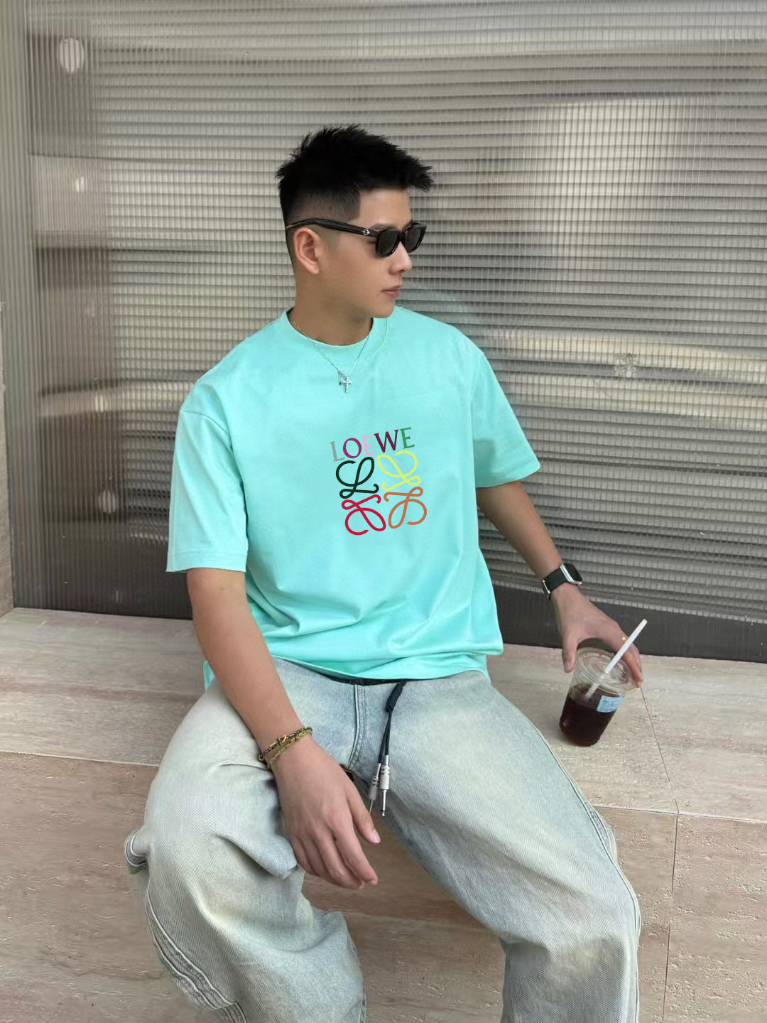 Loew*2025夏季新款 个性字母logo印花 定制面料300g 短袖t恤 男女同款尺码：S M L 