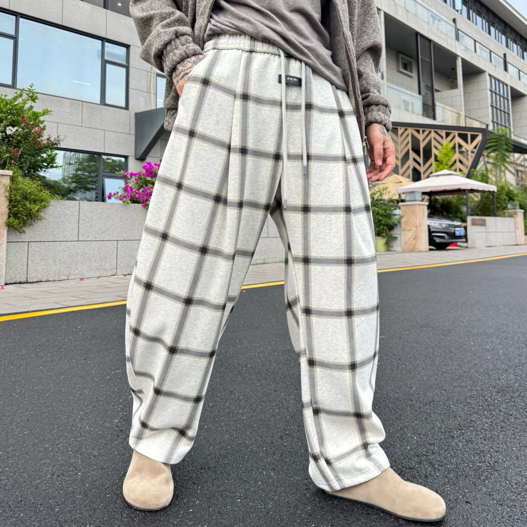 AMIRI🌟早秋新款格子休闲裤🆕采用优质面料，具有质感，松紧腰带设计，超级时尚洋气！码数：S-3XL 男