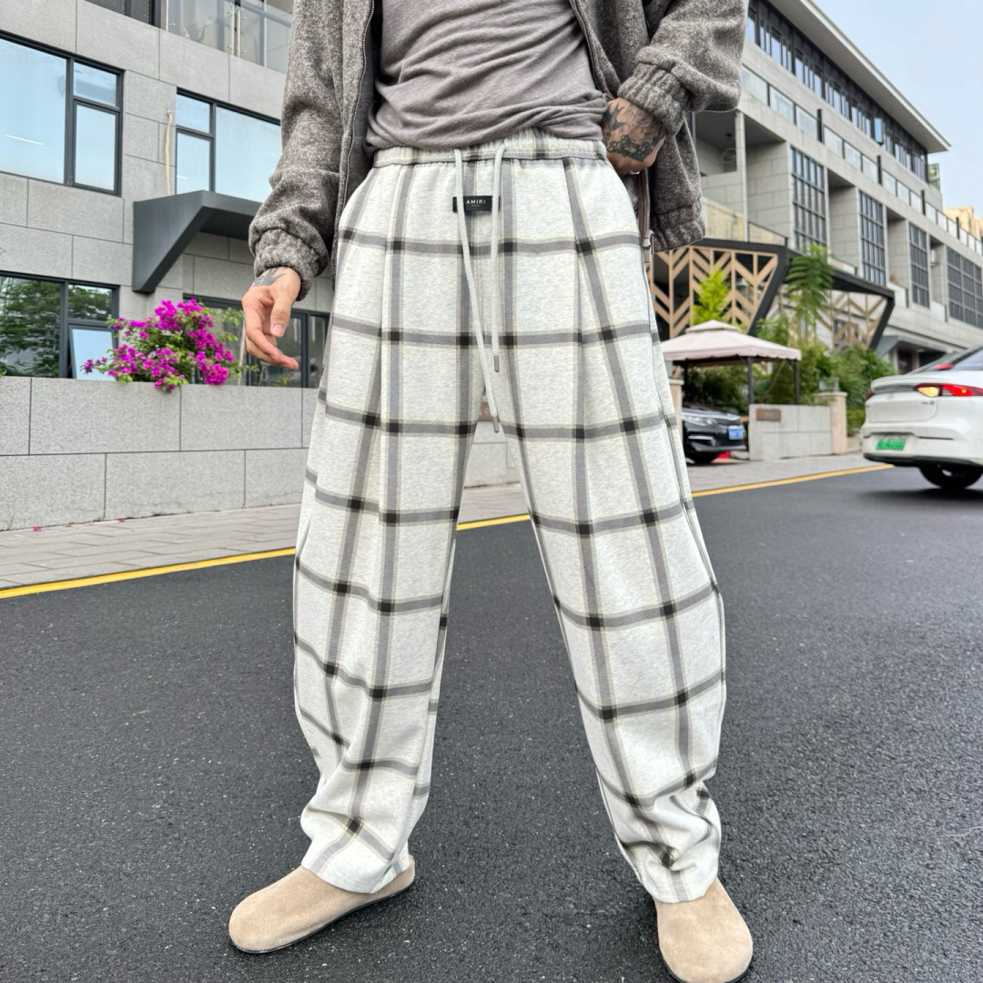 AMIRI🌟早秋新款格子休闲裤🆕采用优质面料，具有质感，松紧腰带设计，超级时尚洋气！码数：S-3XL 男