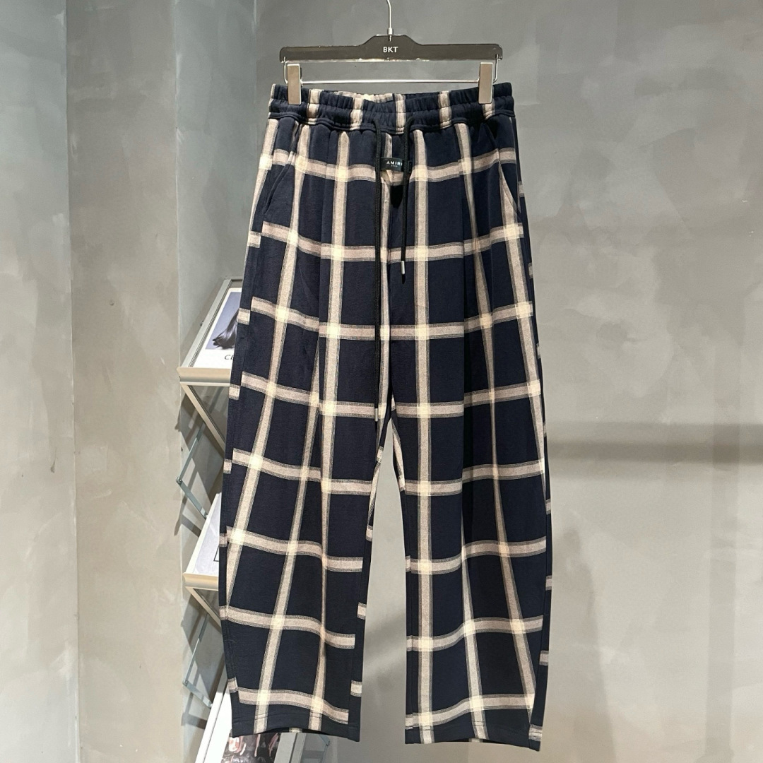 AMIRI🌟早秋新款格子休闲裤🆕采用优质面料，具有质感，松紧腰带设计，超级时尚洋气！码数：S-3XL 男