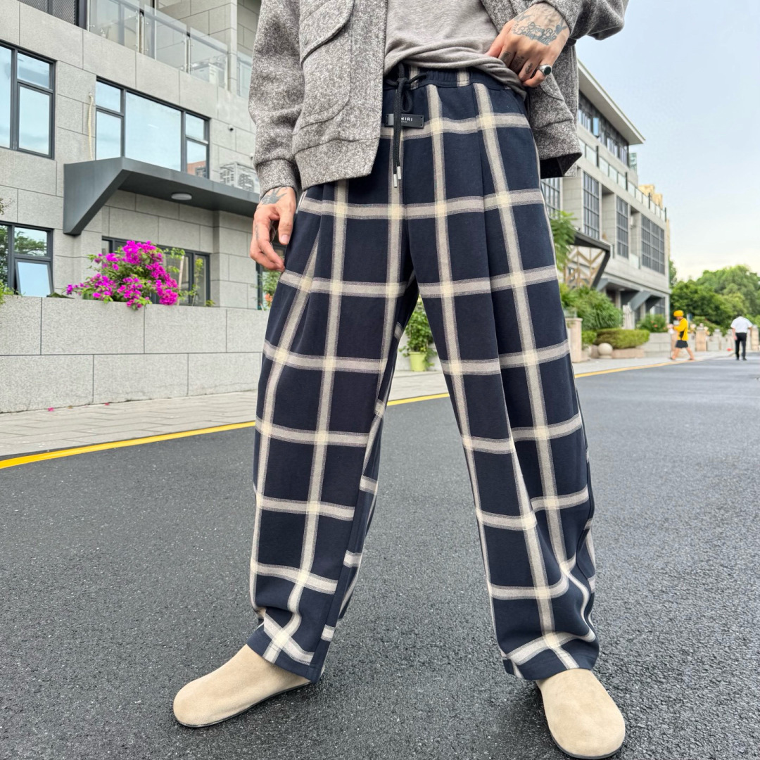 AMIRI🌟早秋新款格子休闲裤🆕采用优质面料，具有质感，松紧腰带设计，超级时尚洋气！码数：S-3XL 男