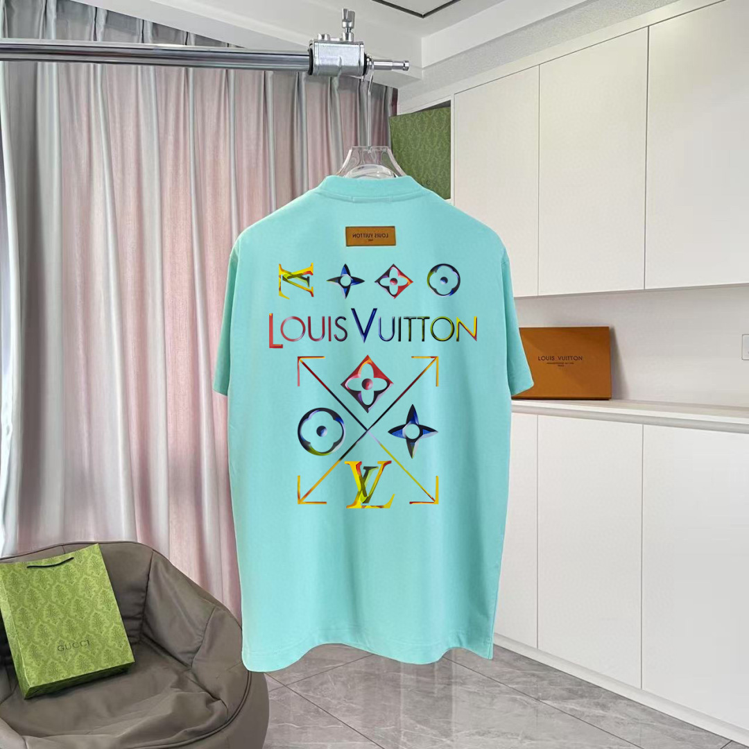 1V*2025秋季新款 个性字母logo印花 定制面料300g 短袖T恤 男女同款尺码：S M L XL