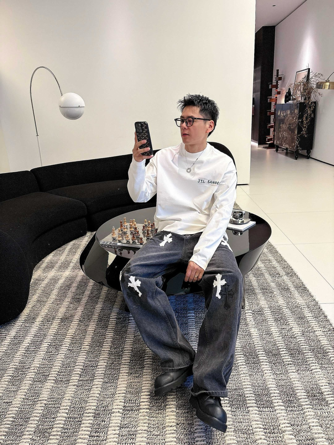 25新款长袖阔版T恤颜色：黑，白尺码：S-XL