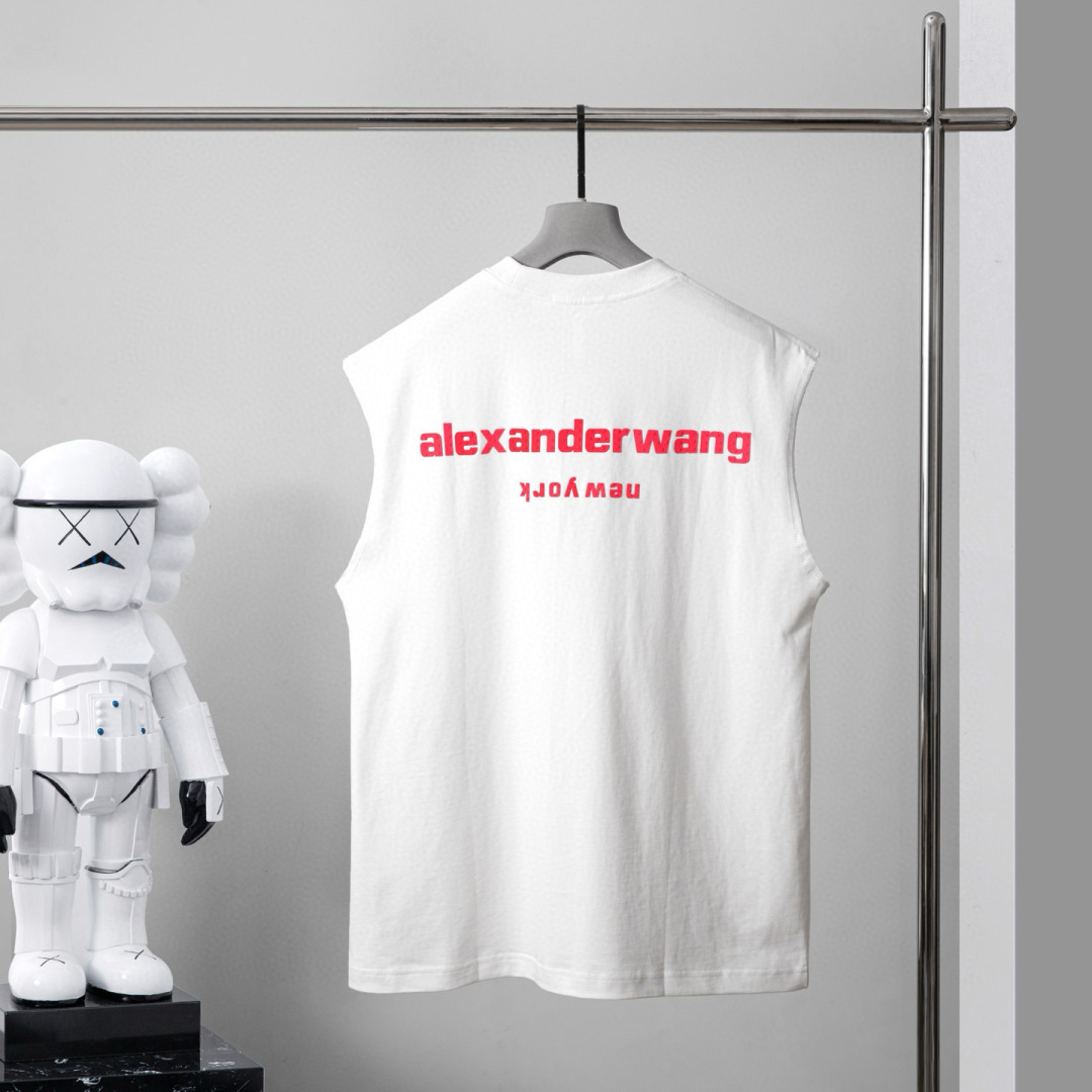 品牌：WANG季度：2025春夏颜色：黑色 白色 尺码：XS-XL版型：宽松阔版 背心成分：100%棉工