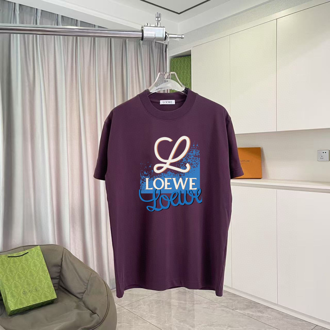 Loew*2025秋季新款 个性字母logo印花 定制面料300g 短袖t恤 男女同款尺码：S M L 