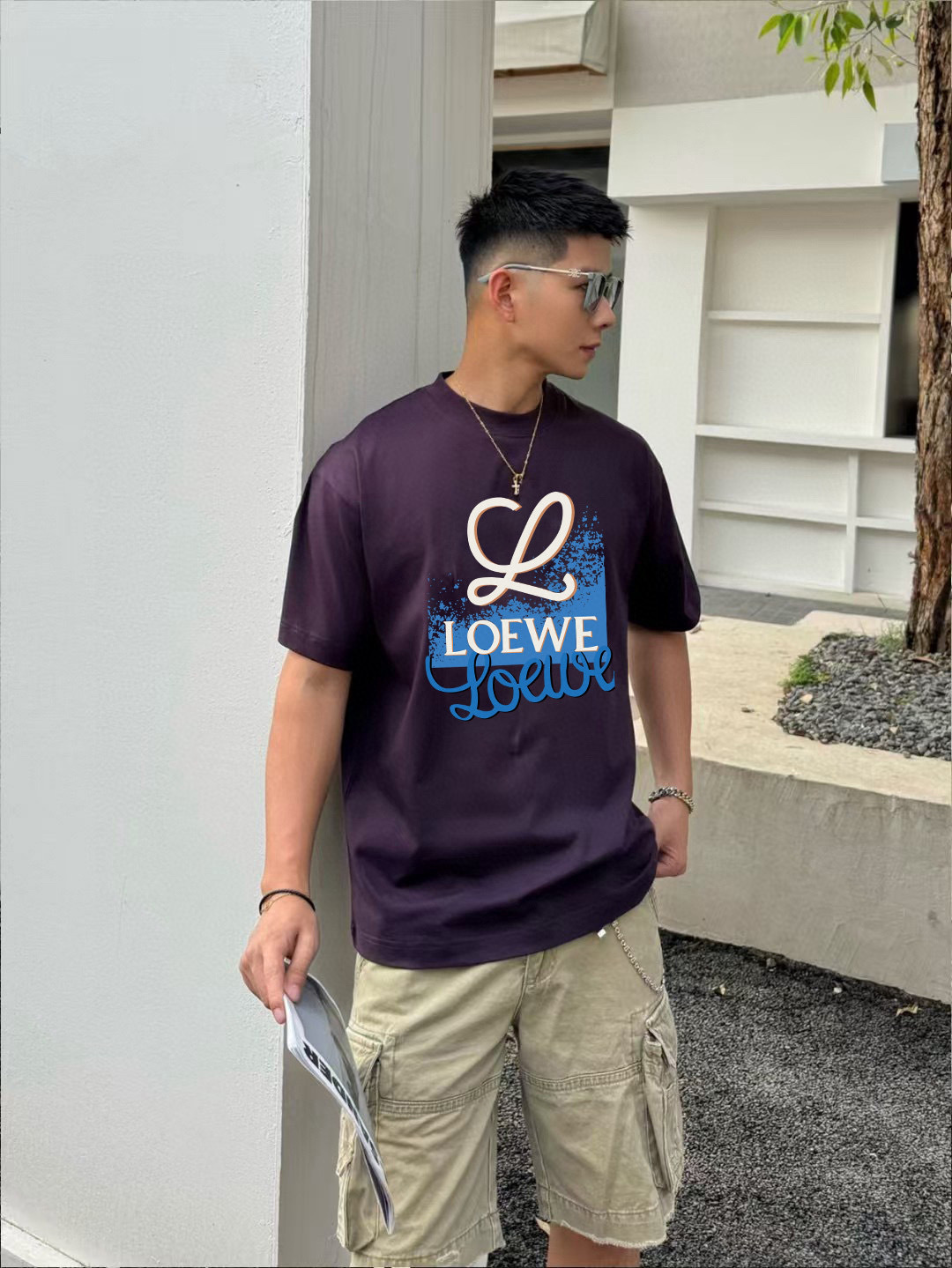 Loew*2025秋季新款 个性字母logo印花 定制面料300g 短袖t恤 男女同款尺码：S M L 