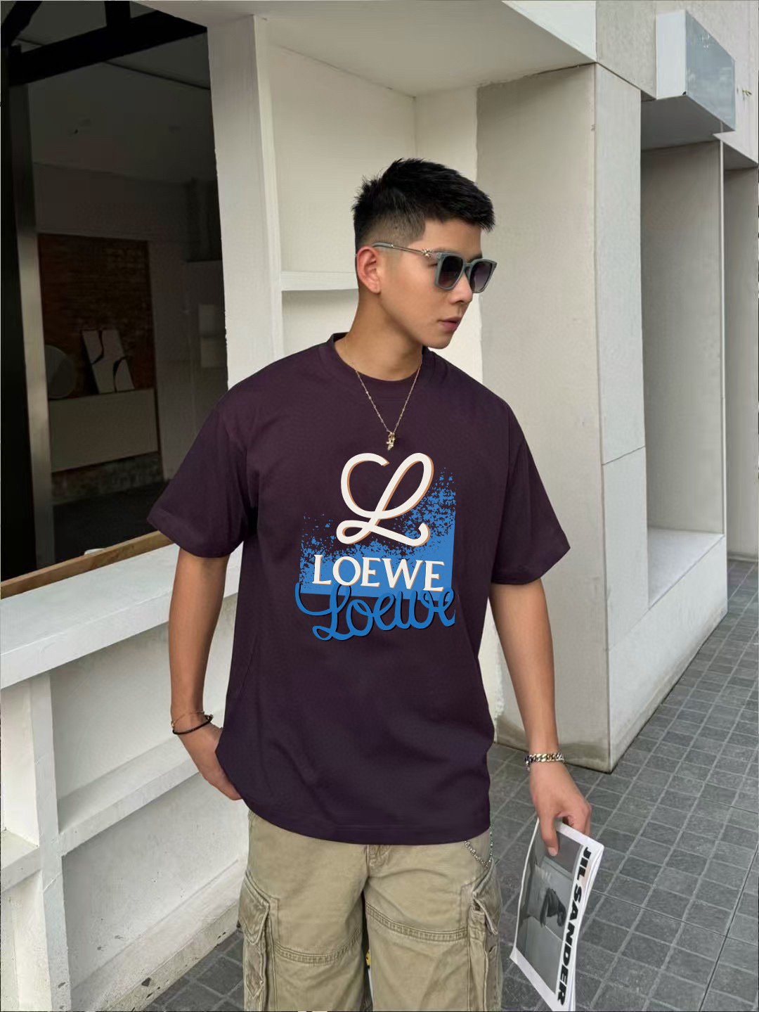 Loew*2025秋季新款 个性字母logo印花 定制面料300g 短袖t恤 男女同款尺码：S M L 