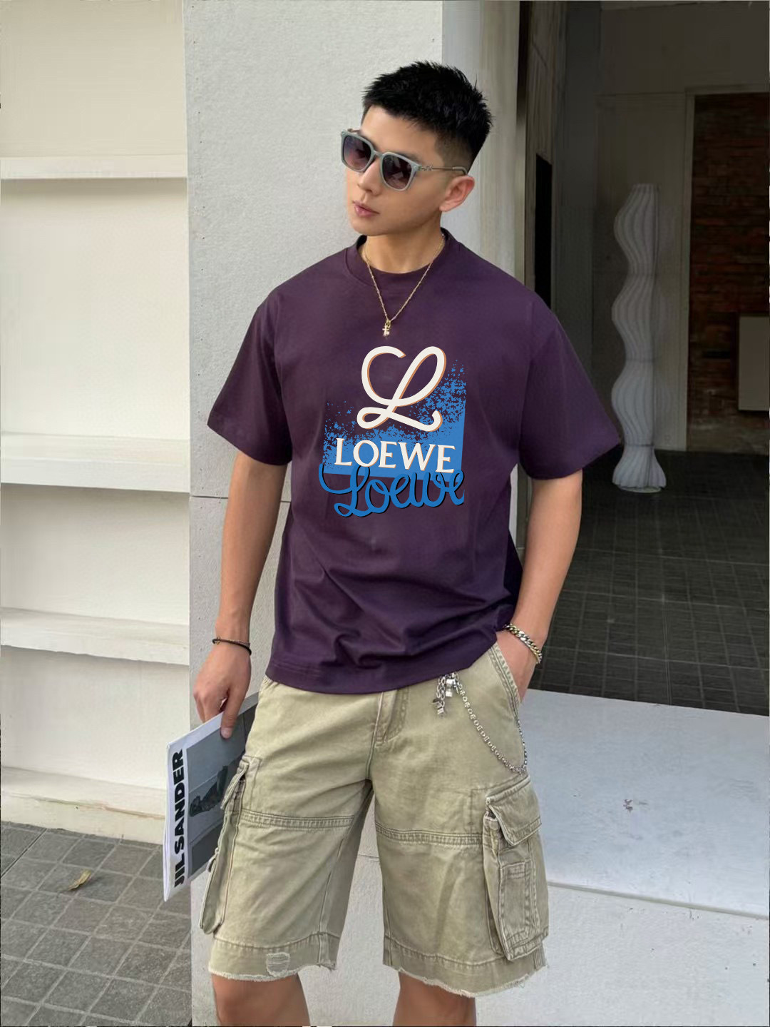 Loew*2025秋季新款 个性字母logo印花 定制面料300g 短袖t恤 男女同款尺码：S M L 