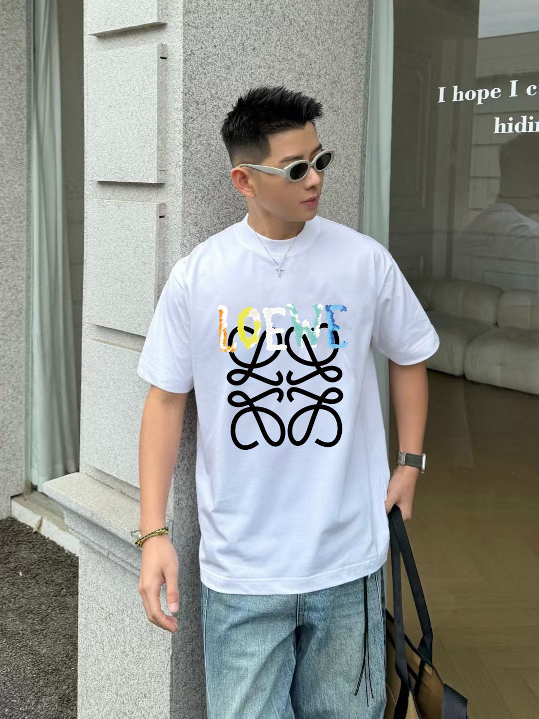 Loew*2025秋季新款 个性字母logo印花 定制面料300g 短袖t恤 男女同款尺码：S M L 