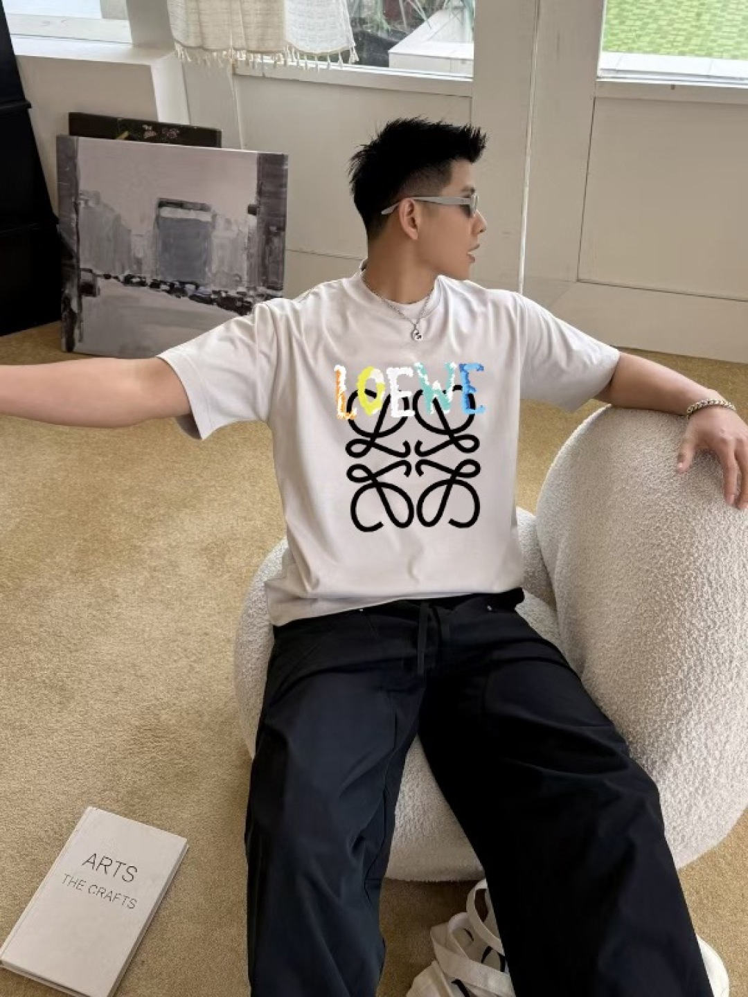 Loew*2025秋季新款 个性字母logo印花 定制面料300g 短袖t恤 男女同款尺码：S M L 